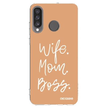 Picasee silikonový průhledný obal pro Huawei P30 Lite - Boss Mama