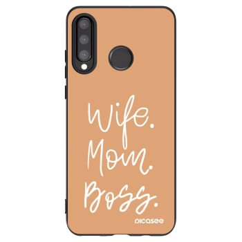 Picasee silikonový černý obal pro Huawei P30 Lite - Boss Mama