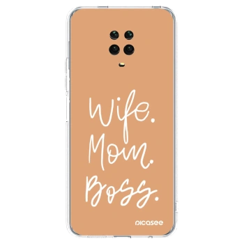 Picasee silikonový průhledný obal pro Xiaomi Redmi Note 9 Pro - Boss Mama