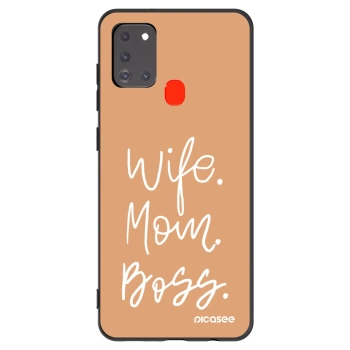 Picasee silikonový černý obal pro Samsung Galaxy A21s - Boss Mama