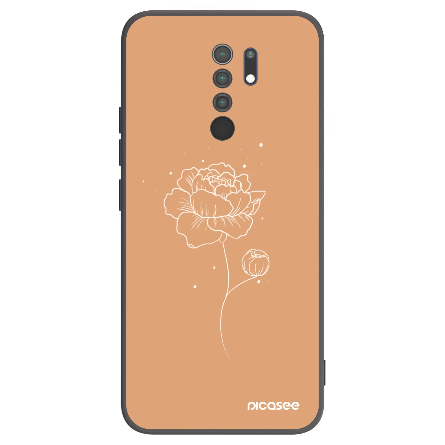 Picasee silikonový černý obal pro Xiaomi Redmi 9 - Peonies