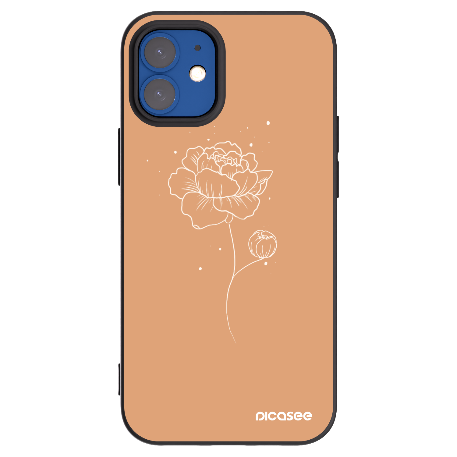 Picasee silikonový černý obal pro Apple iPhone 12 mini - Peonies