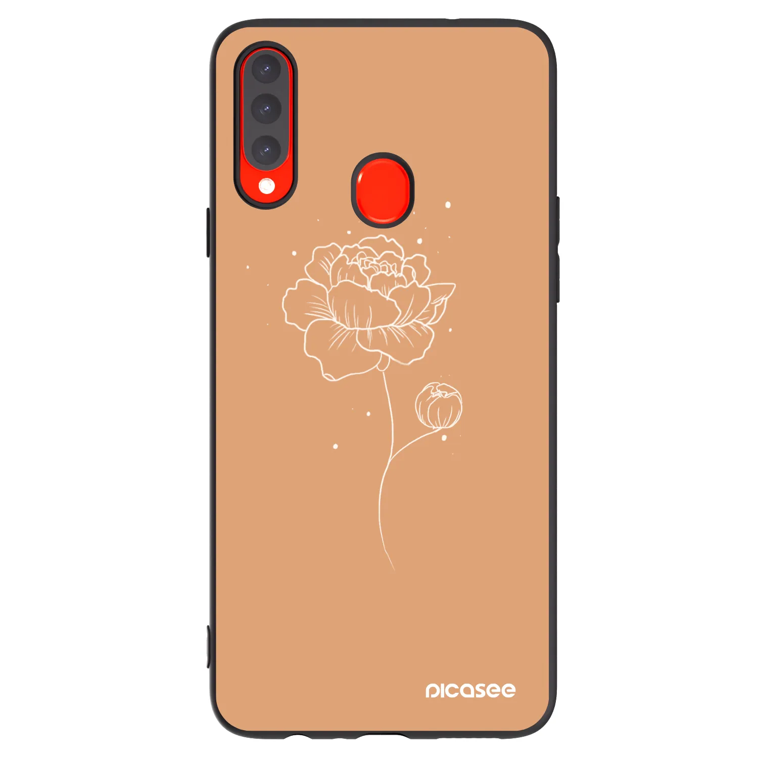 Picasee silikonový černý obal pro Samsung Galaxy A20s - Peonies