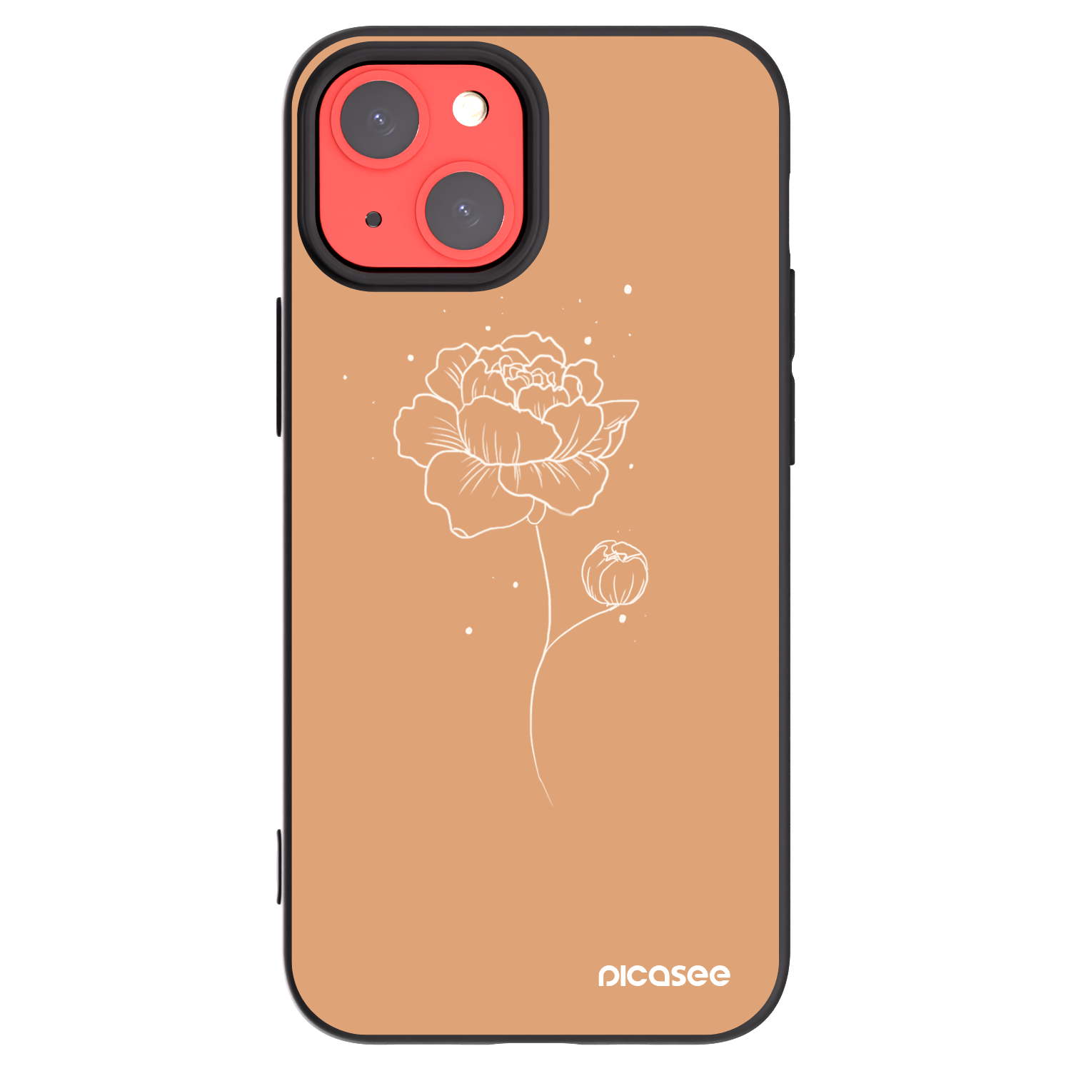 Picasee silikonový černý obal pro Apple iPhone 13 mini - Peonies