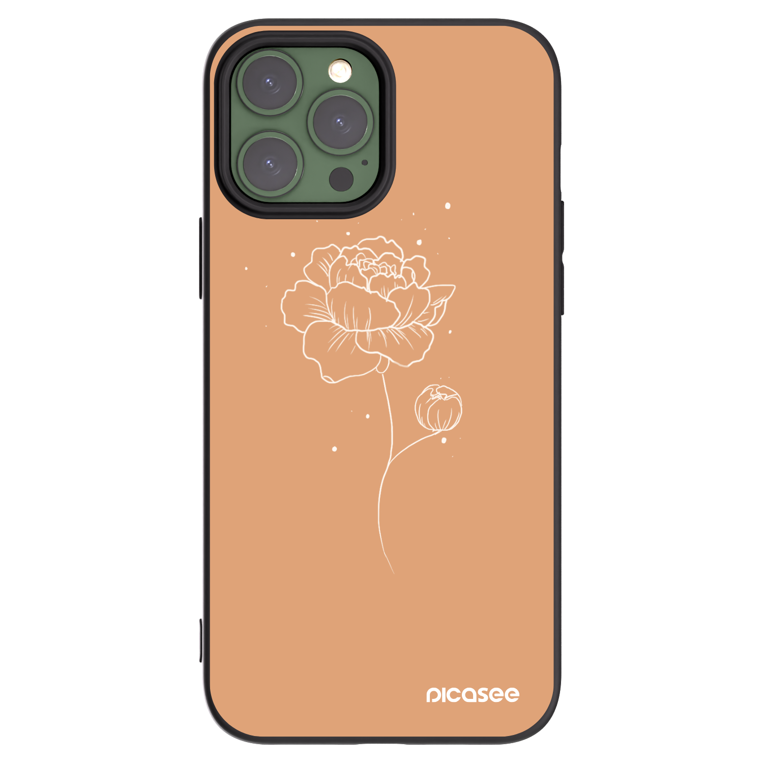 Picasee silikonový černý obal pro Apple iPhone 13 Pro Max - Peonies