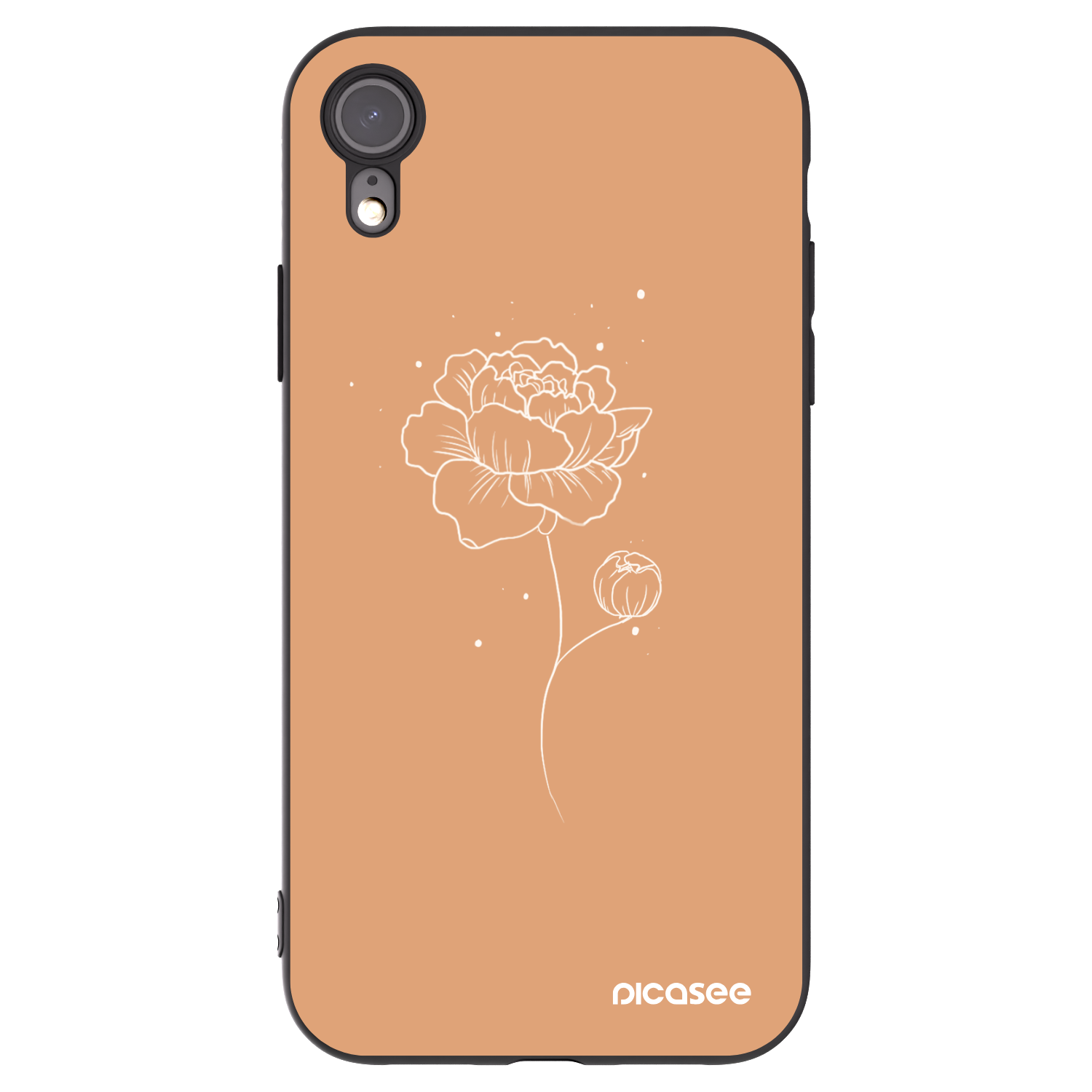 Picasee silikonový černý obal pro Apple iPhone XR - Peonies