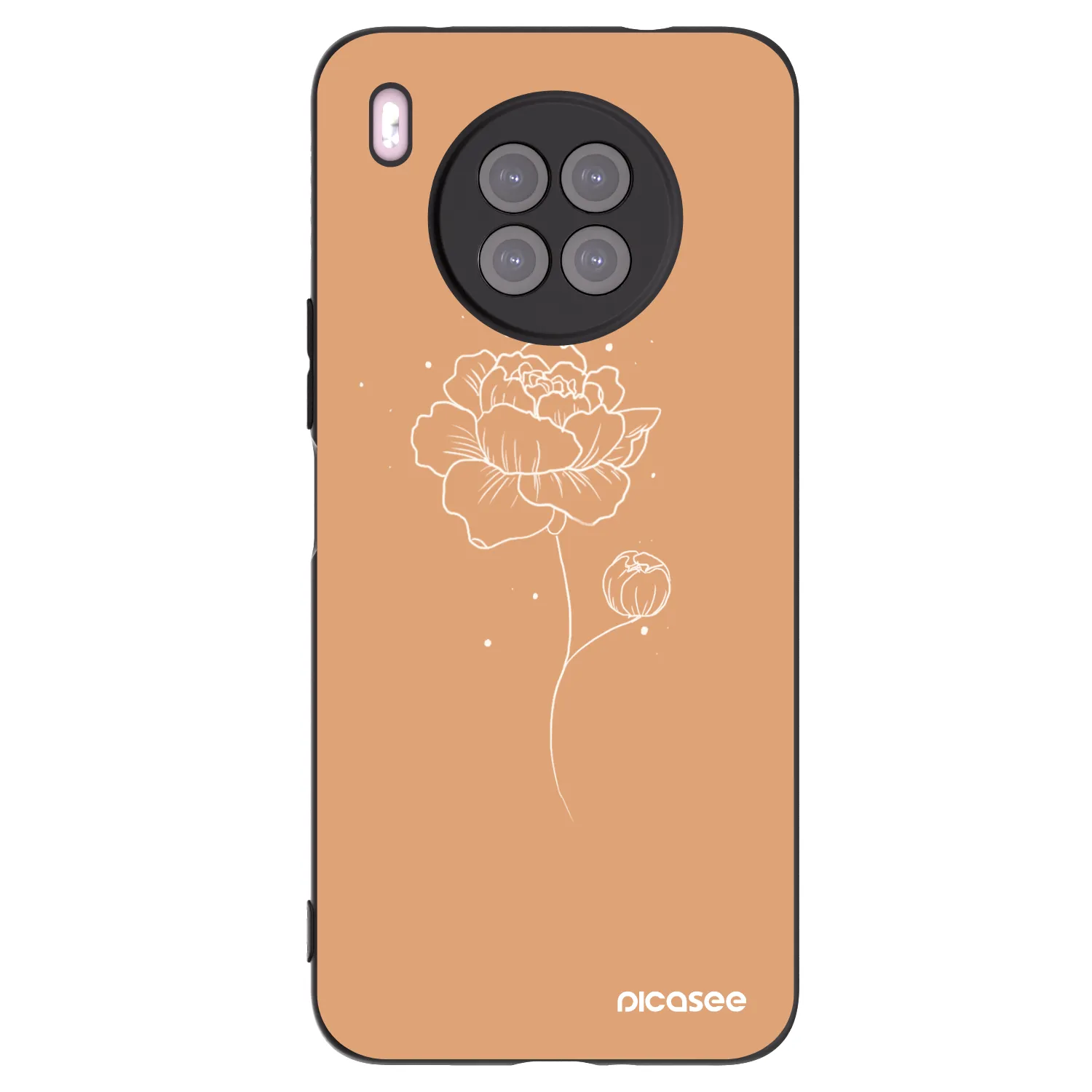 Picasee silikonový černý obal pro Huawei Nova 8i - Peonies