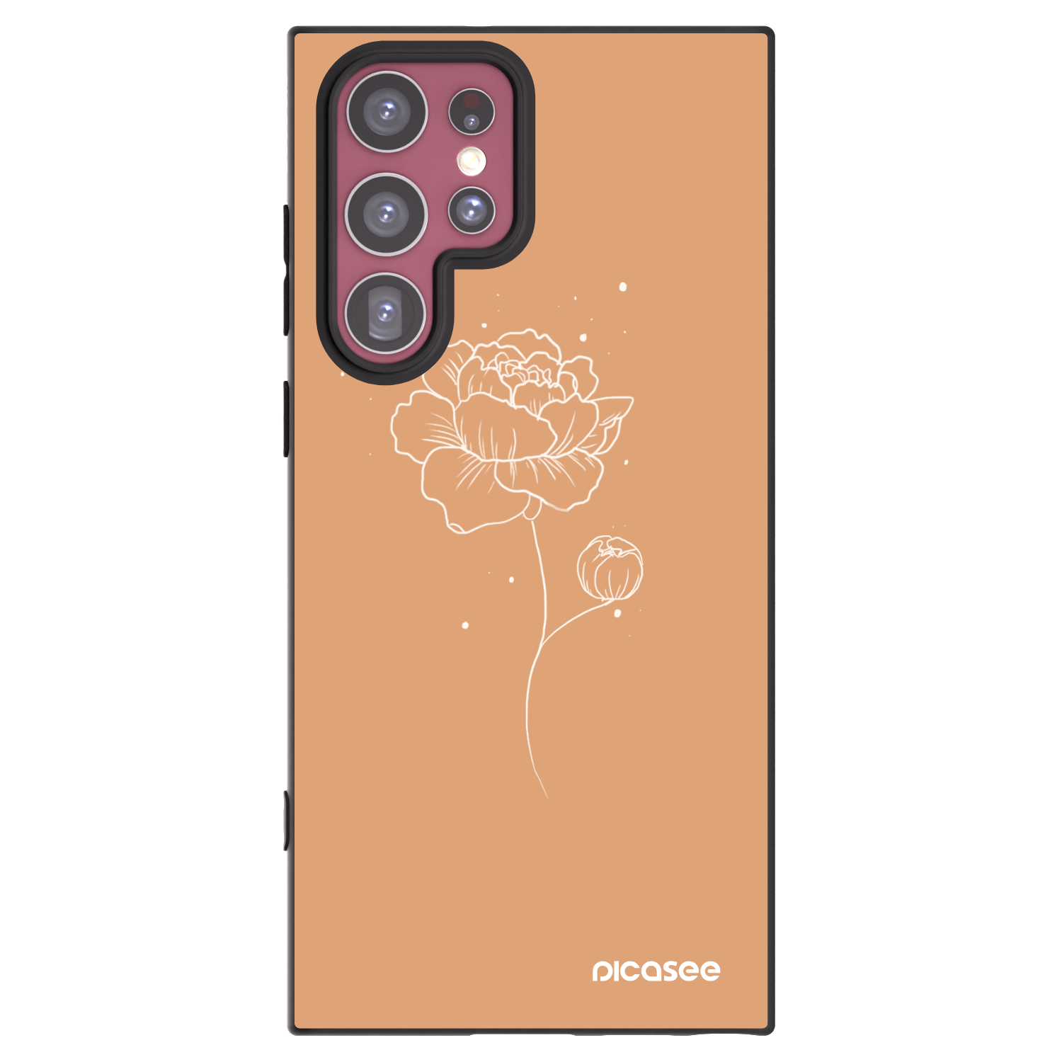 Picasee silikonový černý obal pro Samsung Galaxy S22 Ultra 5G - Peonies