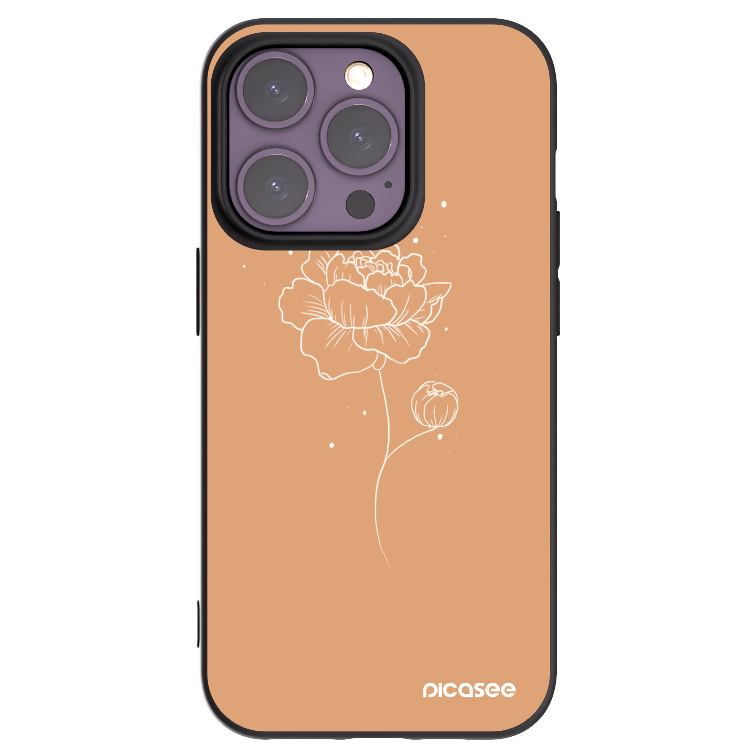 Picasee silikonový černý obal pro Apple iPhone 14 Pro - Peonies