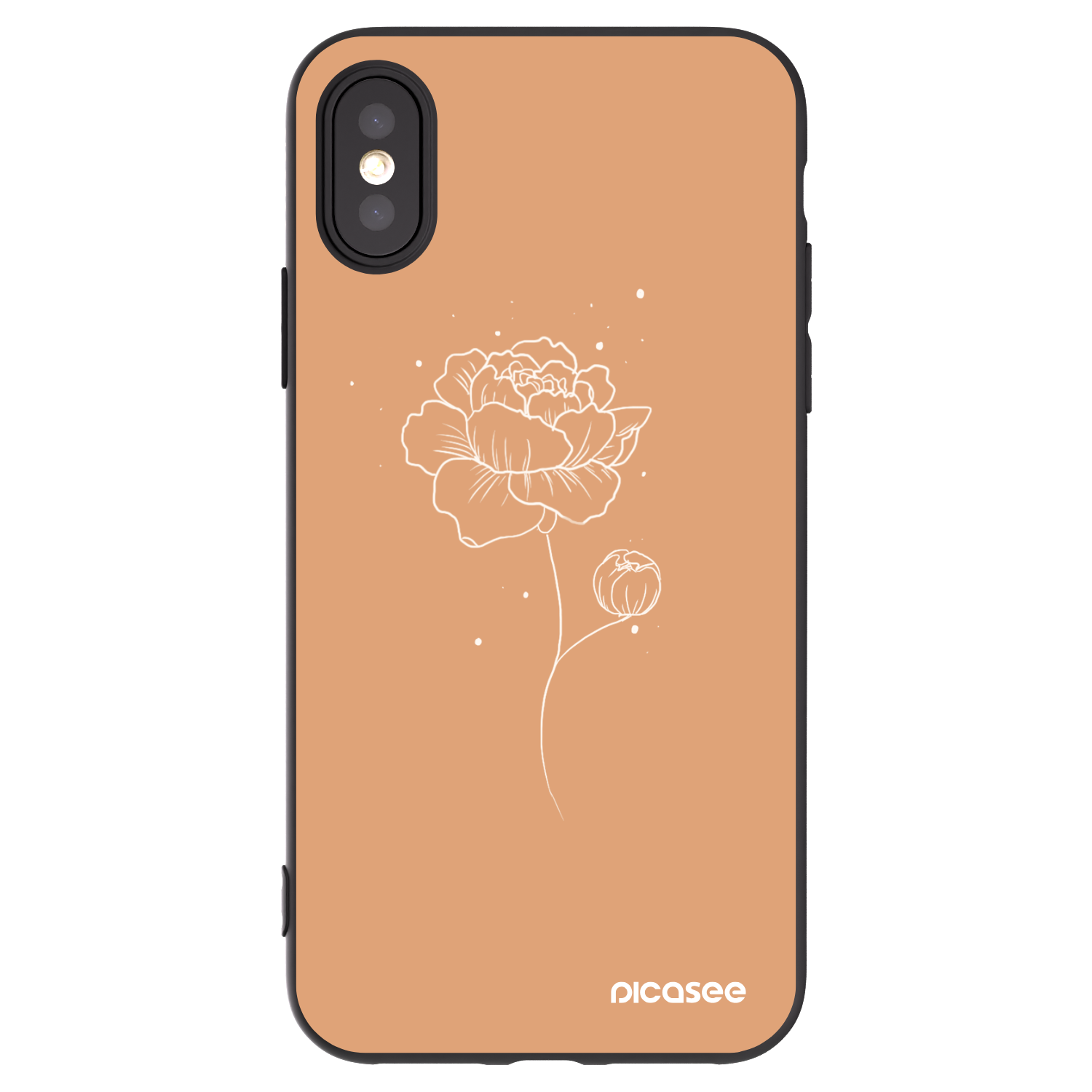 Picasee silikonový černý obal pro Apple iPhone X/XS - Peonies