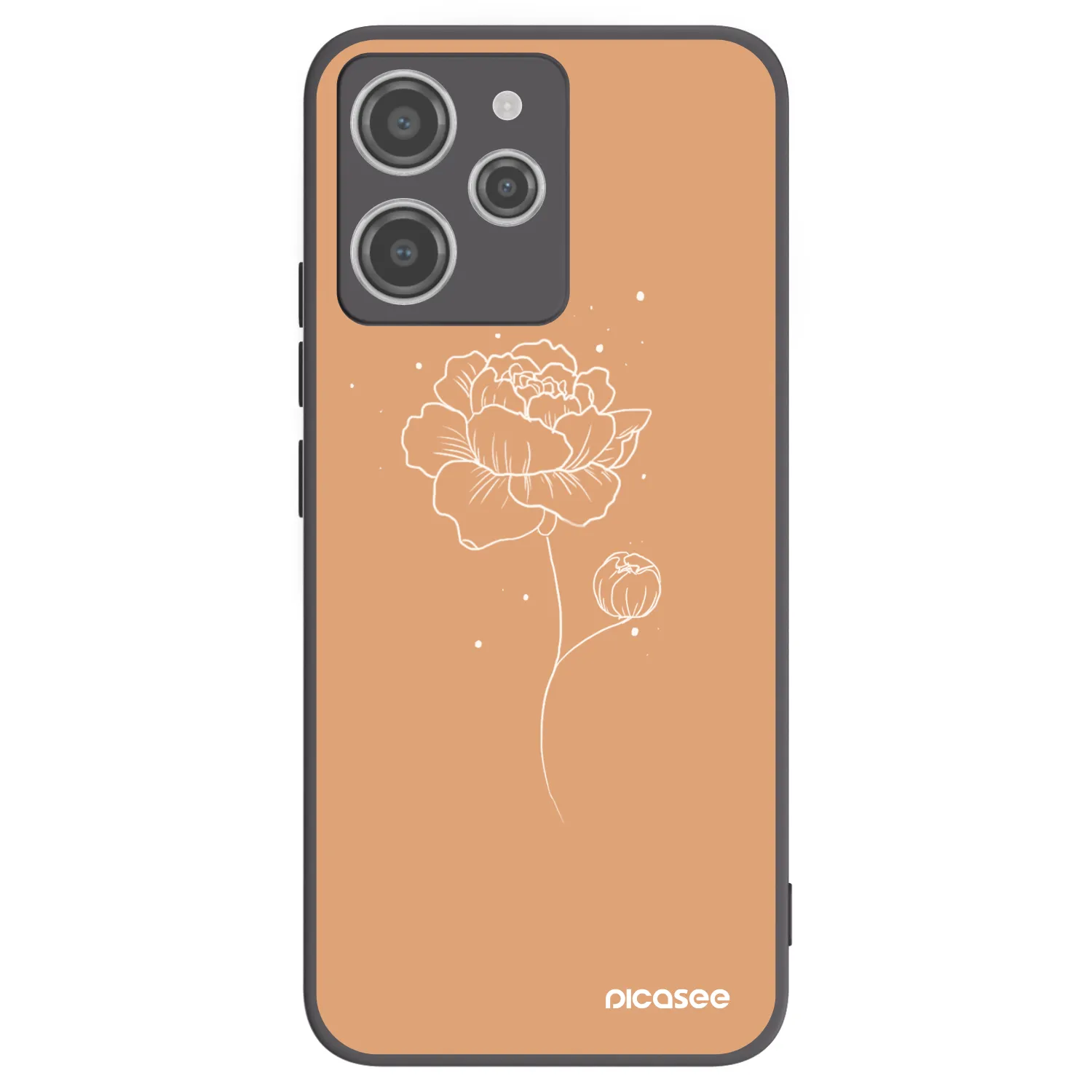 Picasee silikonový černý obal pro Xiaomi Redmi 12 4G - Peonies