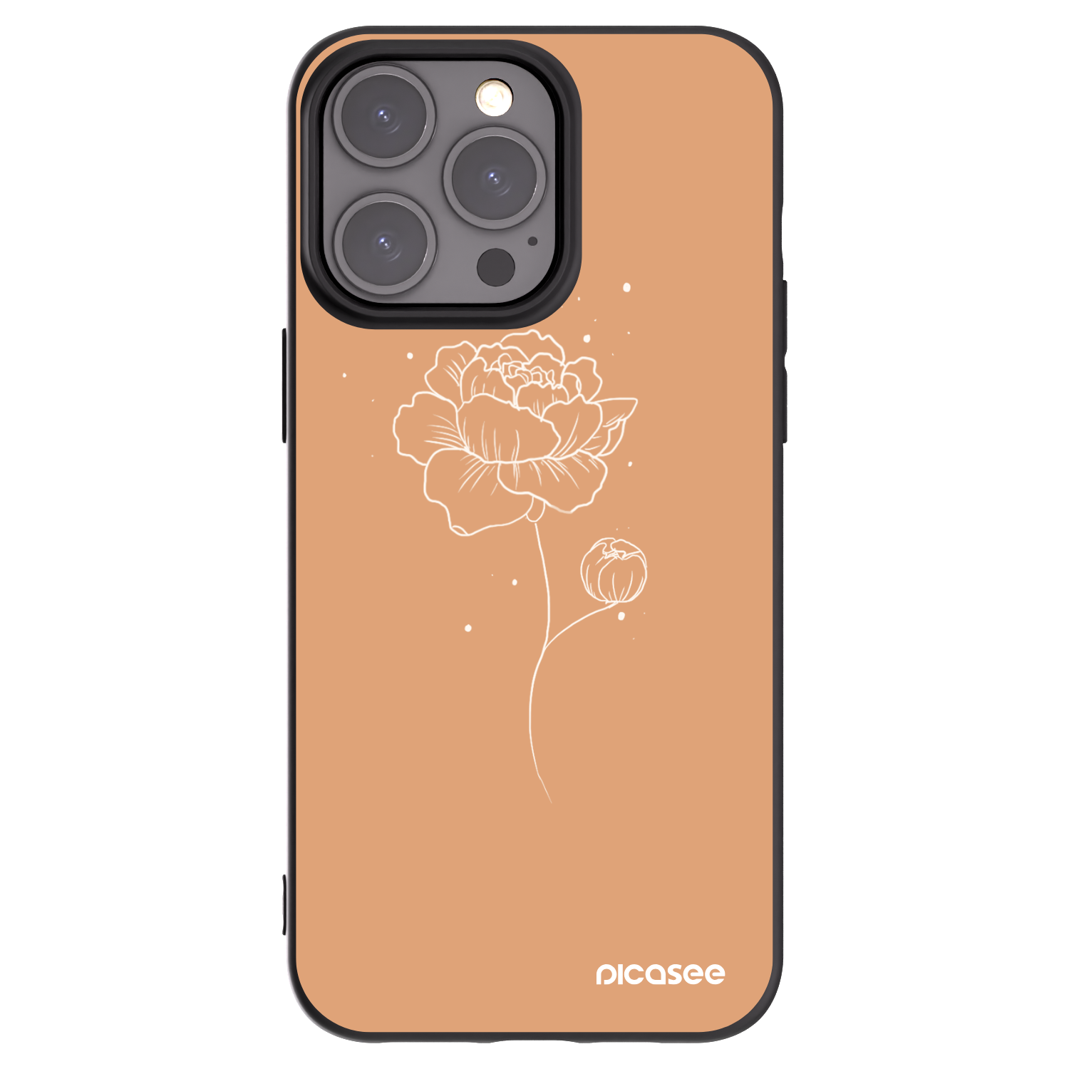Picasee silikonový černý obal pro Apple iPhone 15 Pro Max - Peonies