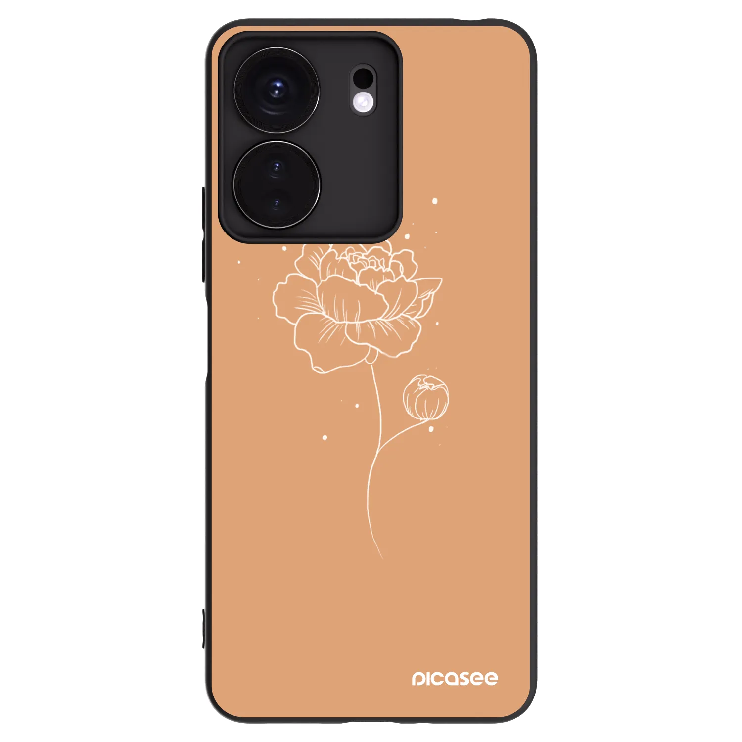 Picasee silikonový černý obal pro Xiaomi Redmi 13C 4G - Peonies