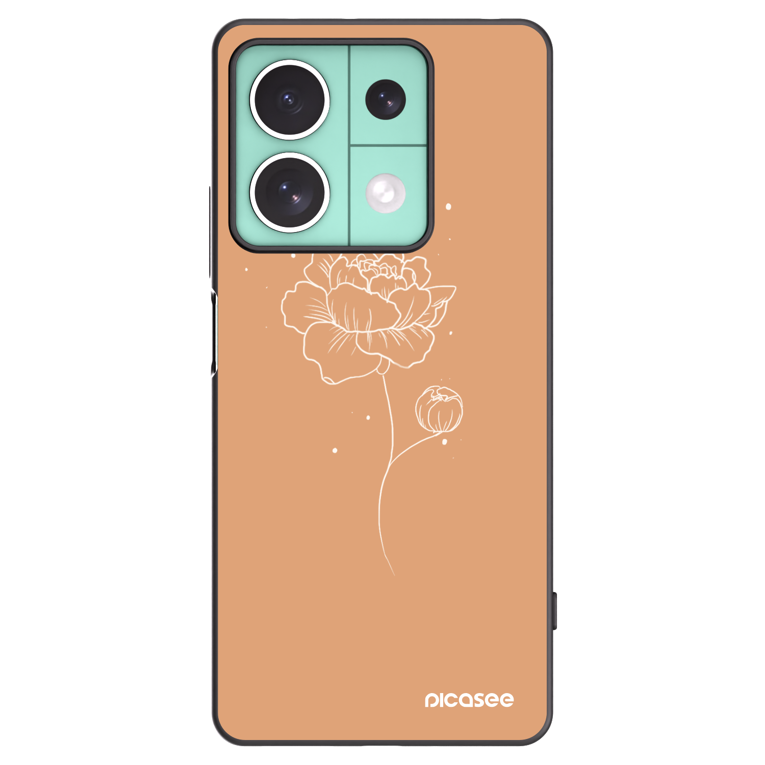 Picasee silikonový černý obal pro Xiaomi Redmi Note 13 5G - Peonies