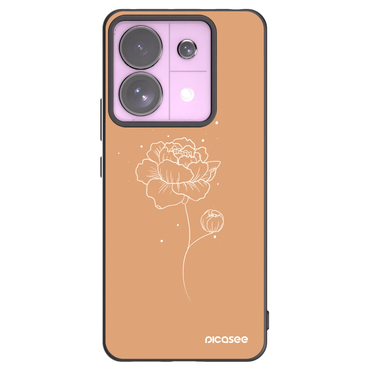Picasee silikonový černý obal pro Xiaomi Redmi Note 13 Pro 5G - Peonies