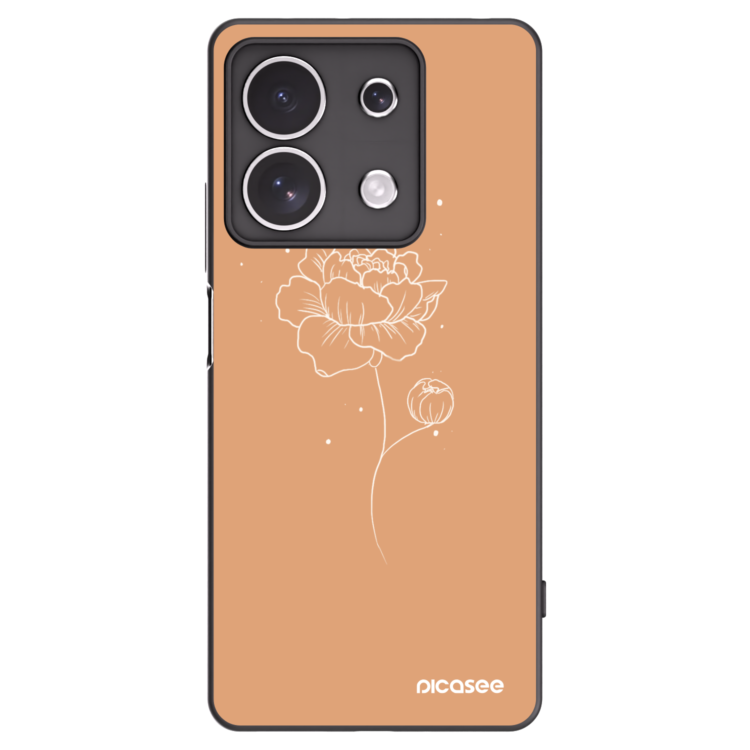 Picasee silikonový černý obal pro Xiaomi Redmi Note 13 4G - Peonies