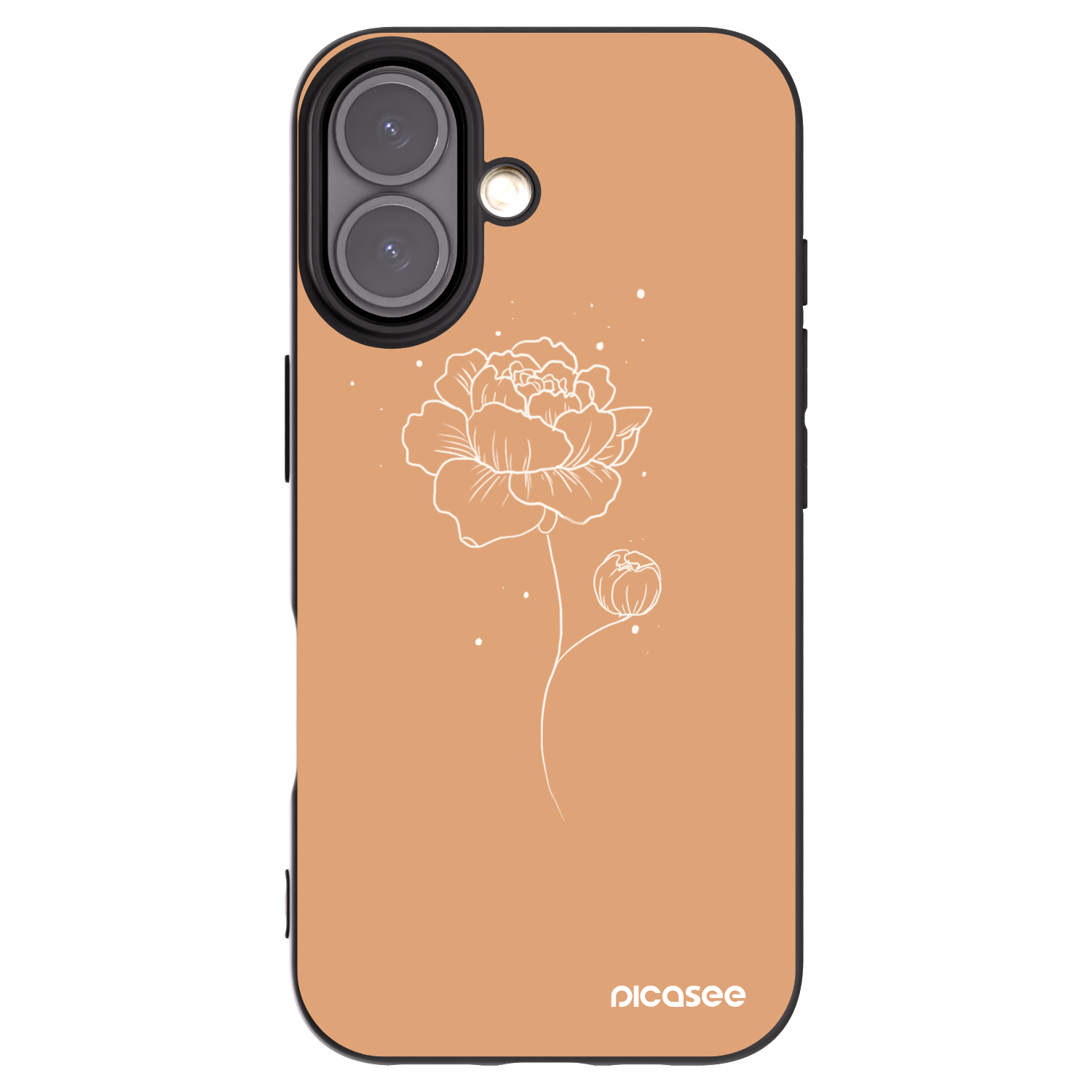 Picasee silikonový černý obal pro Apple iPhone 16 - Peonies