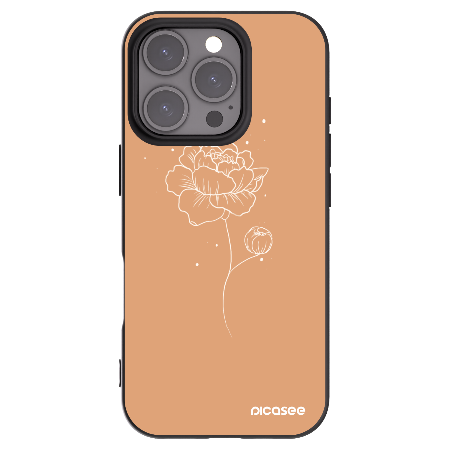 Picasee silikonový černý obal pro Apple iPhone 16 Pro - Peonies