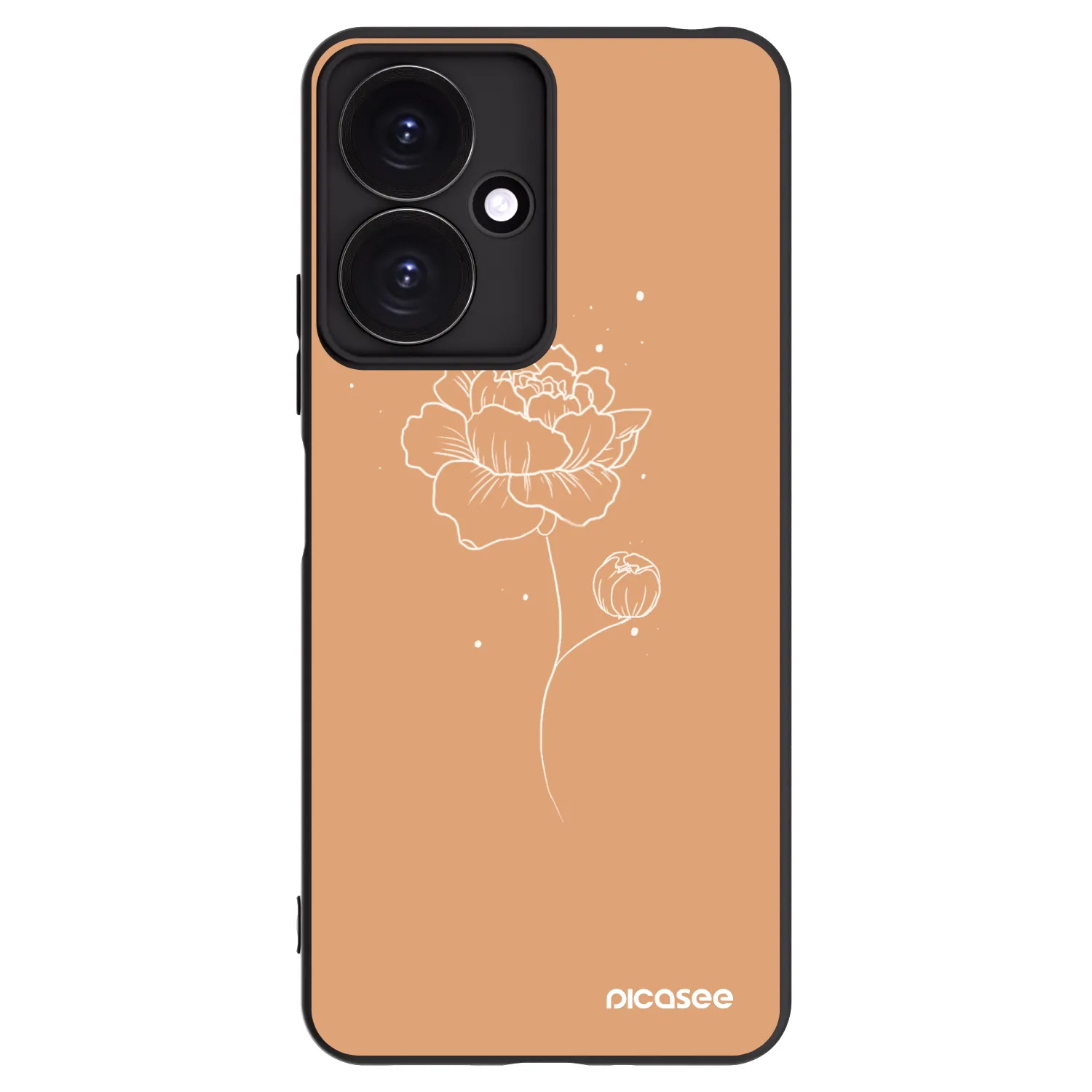 Picasee silikonový černý obal pro Xiaomi Redmi 13C 5G - Peonies