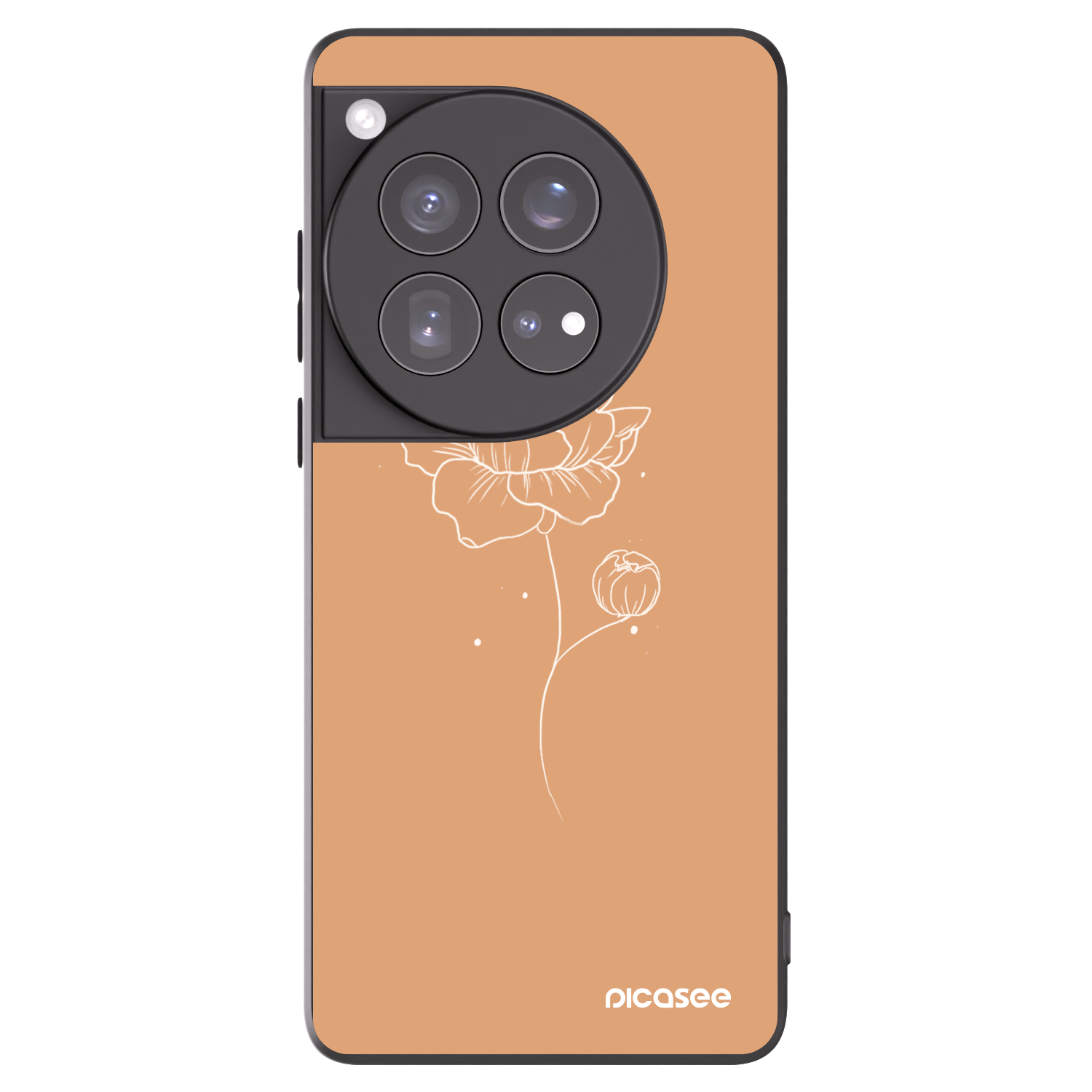 Picasee silikonový černý obal pro OnePlus 12 5G - Peonies