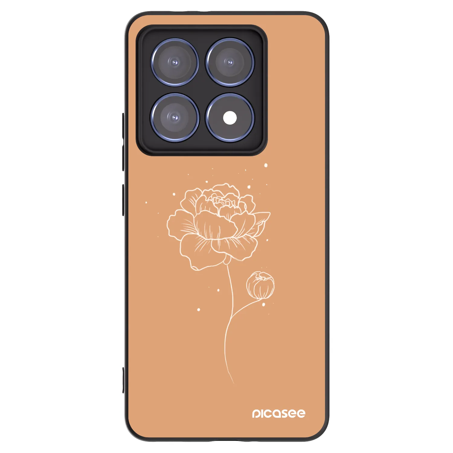 Picasee silikonový černý obal pro Xiaomi 14T Pro - Peonies