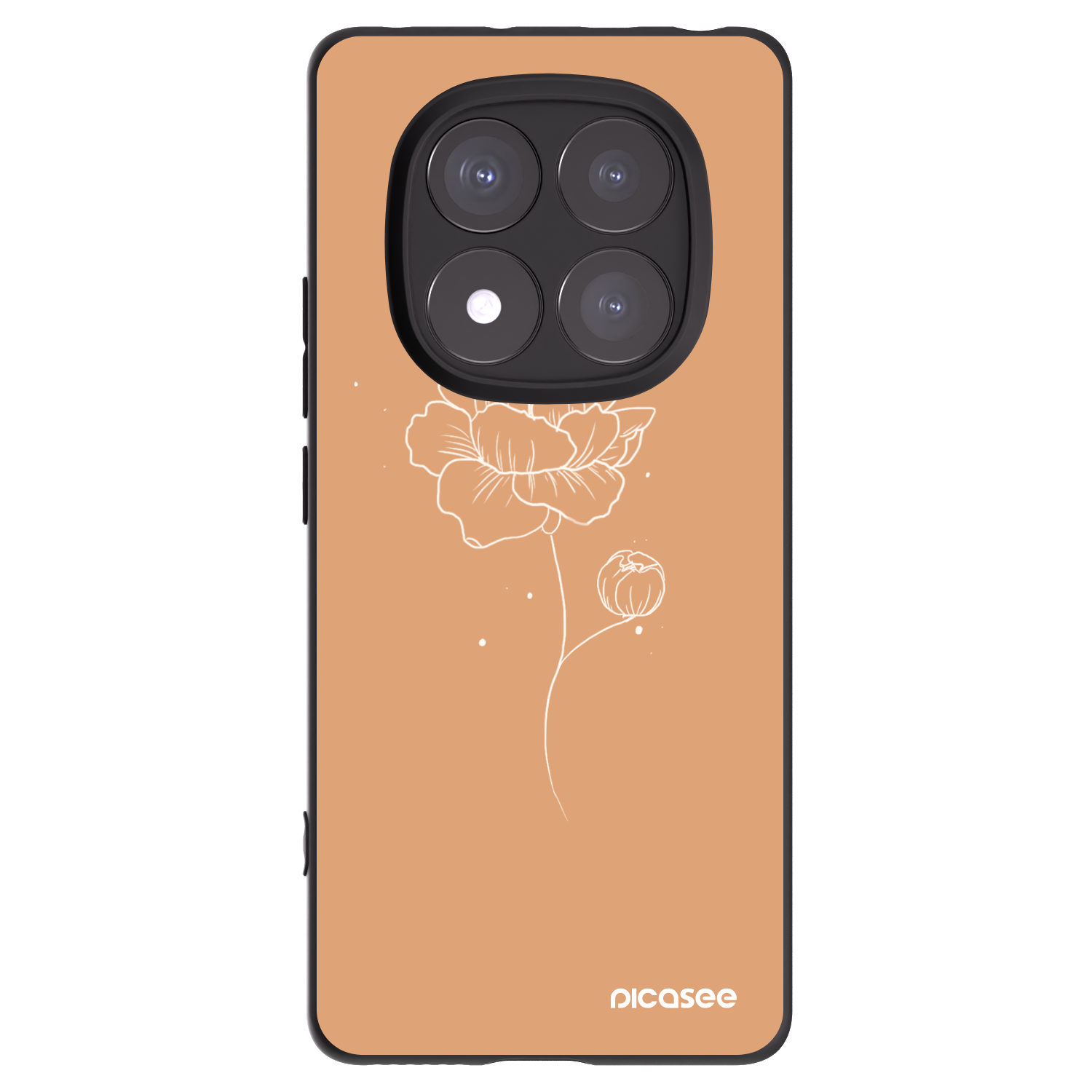 Picasee silikonový černý obal pro Xiaomi Redmi Note 14 Pro 5G - Peonies