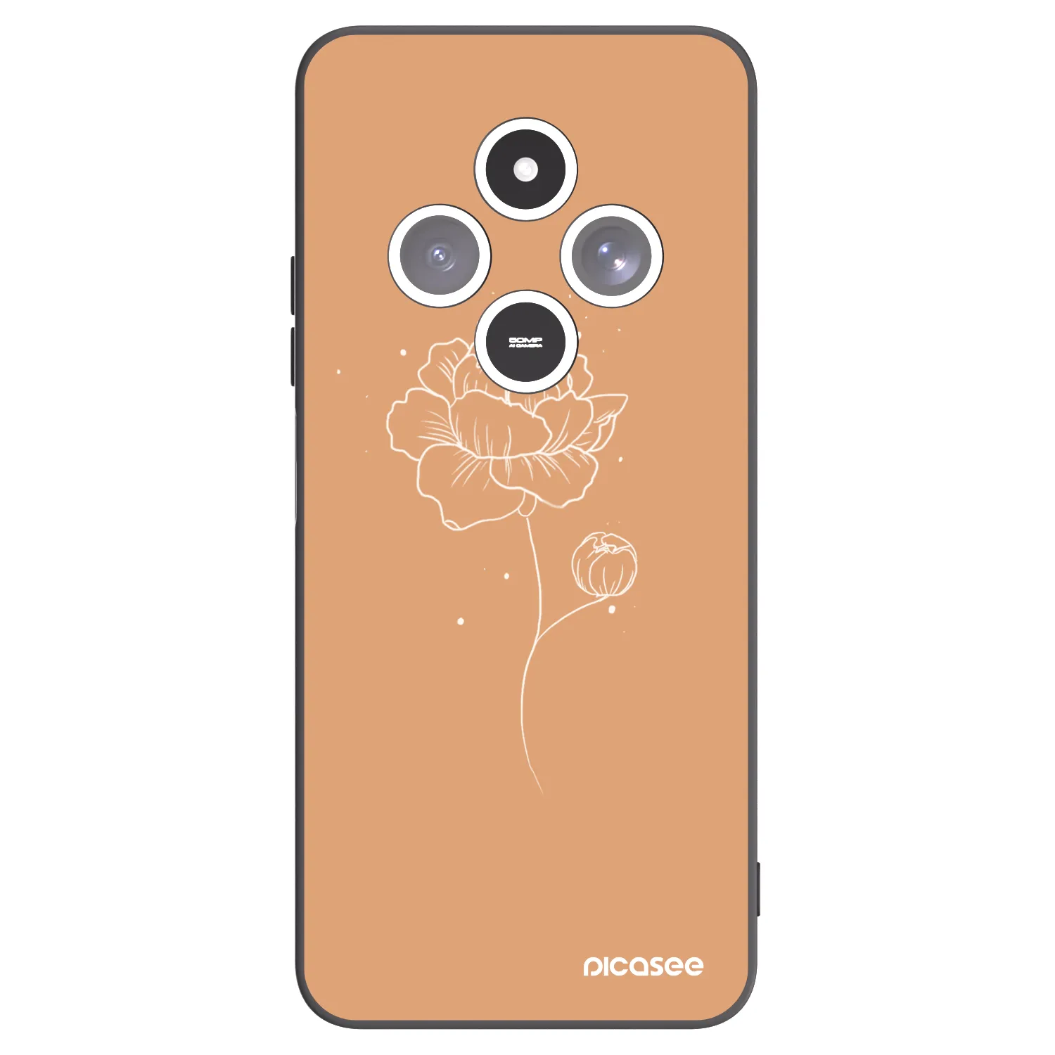 Picasee silikonový černý obal pro Xiaomi Redmi 14C - Peonies