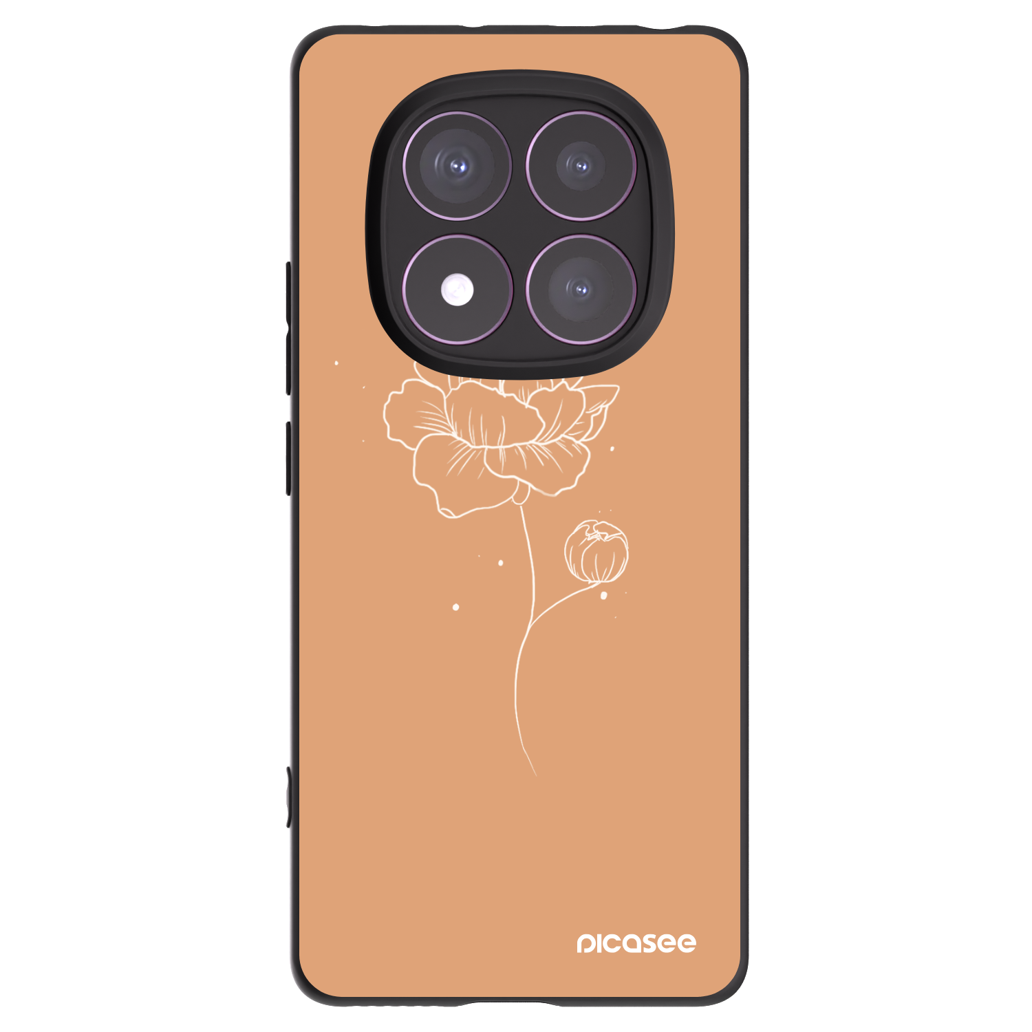 Picasee silikonový černý obal pro Xiaomi Redmi Note 14 Pro 4G - Peonies