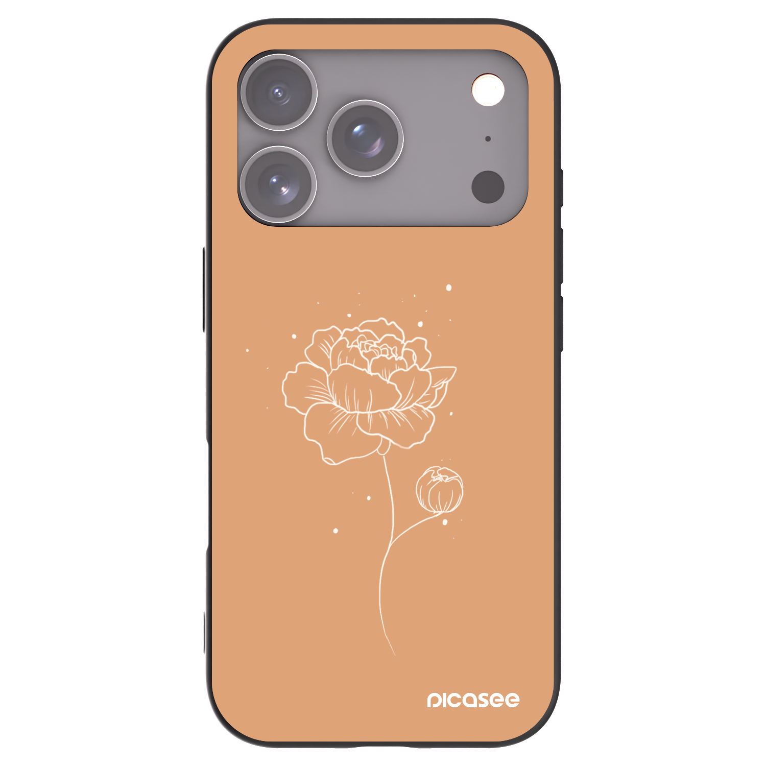 Picasee silikonový černý obal pro Apple iPhone 17 Pro - Peonies
