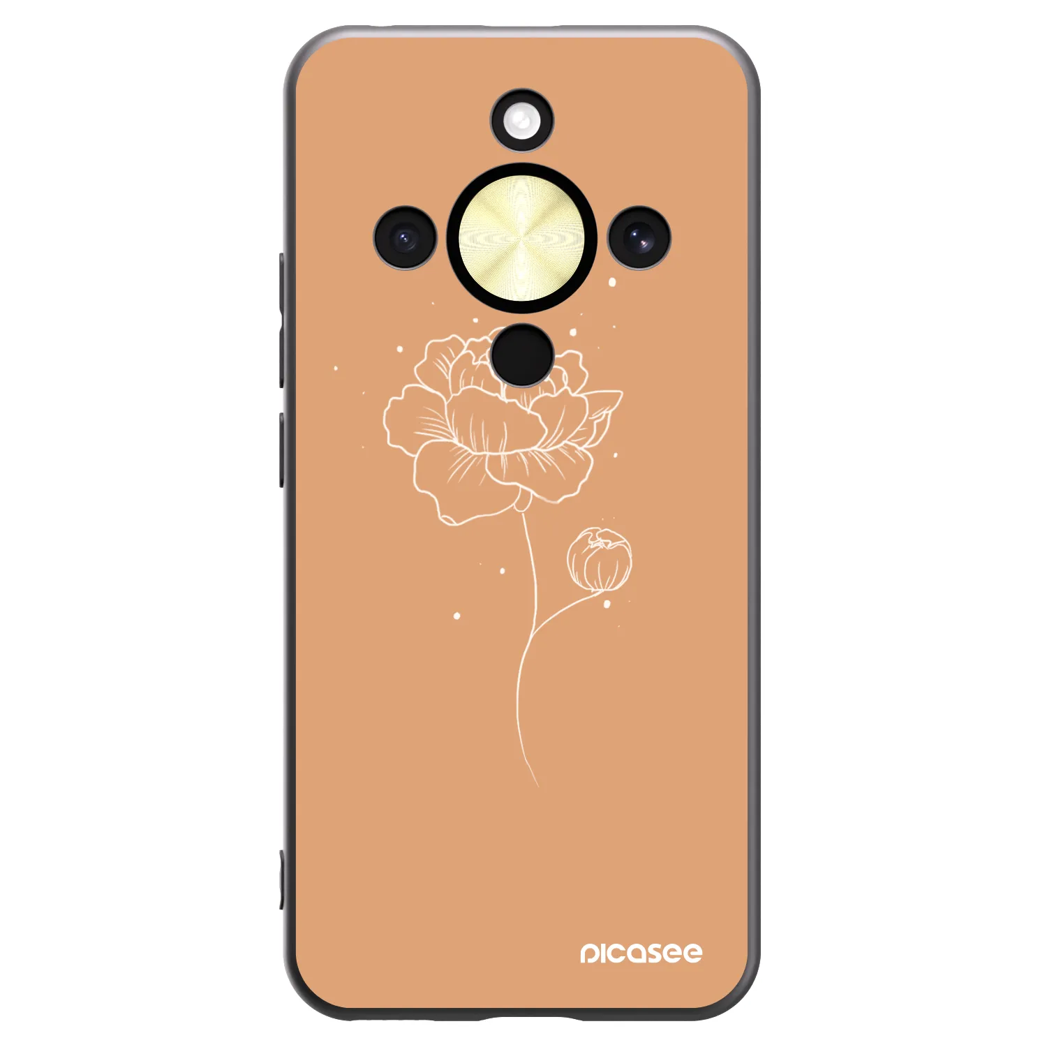 Picasee silikonový černý obal pro Honor Magic8 Lite 5G - Peonies