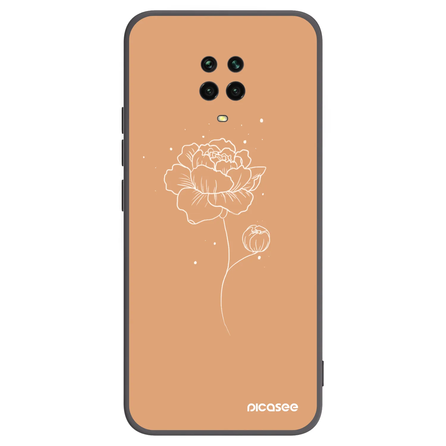 Picasee silikonový černý obal pro Xiaomi Redmi Note 9S - Peonies