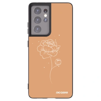 Picasee silikonový černý obal pro Samsung Galaxy S21 Ultra 5G G998B - Peonies