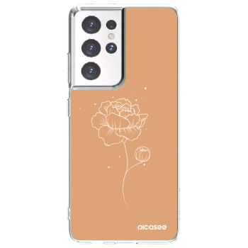 Picasee silikonový průhledný obal pro Samsung Galaxy S21 Ultra 5G G998B - Peonies
