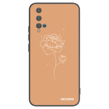 Picasee silikonový černý obal pro Huawei Nova 5T - Peonies