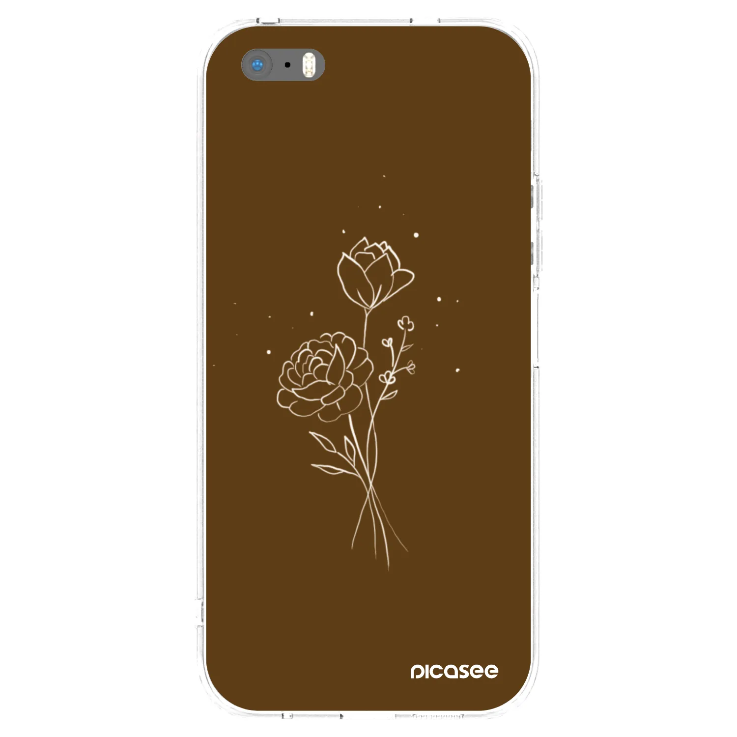 Picasee silikonový průhledný obal pro Apple iPhone 5/5S/SE - Brown flowers