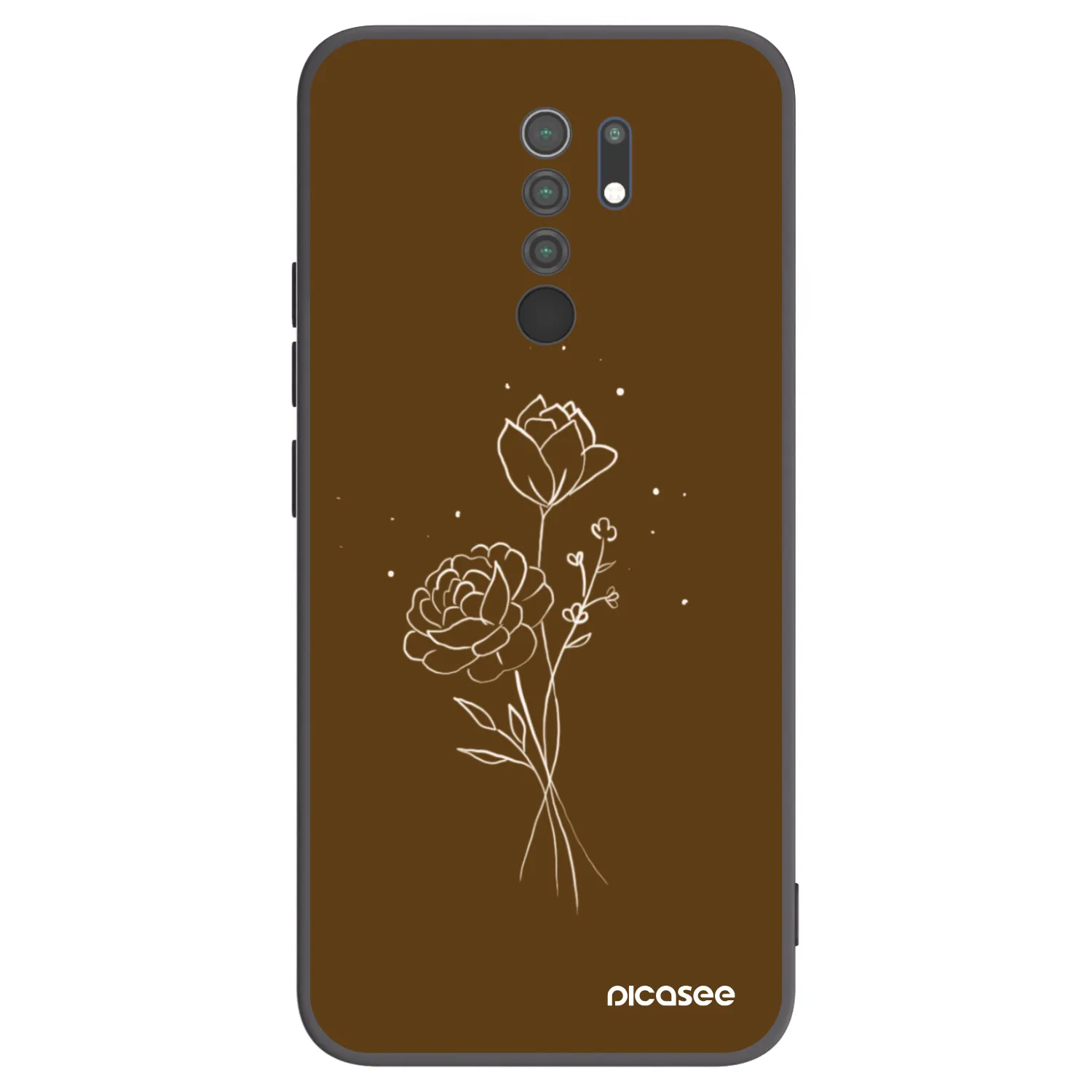 Picasee silikonový černý obal pro Xiaomi Redmi 9 - Brown flowers