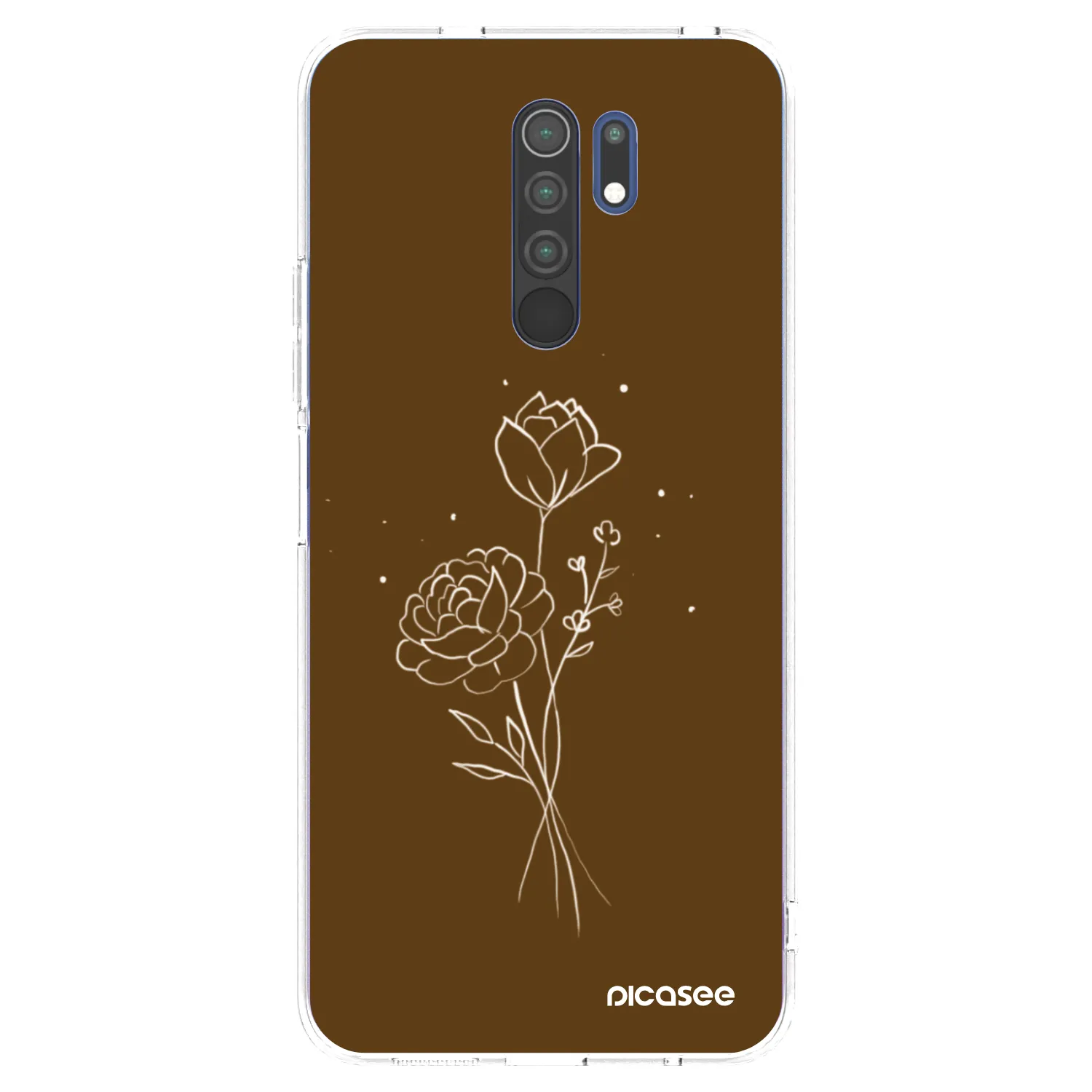 Picasee silikonový průhledný obal pro Xiaomi Redmi 9 - Brown flowers