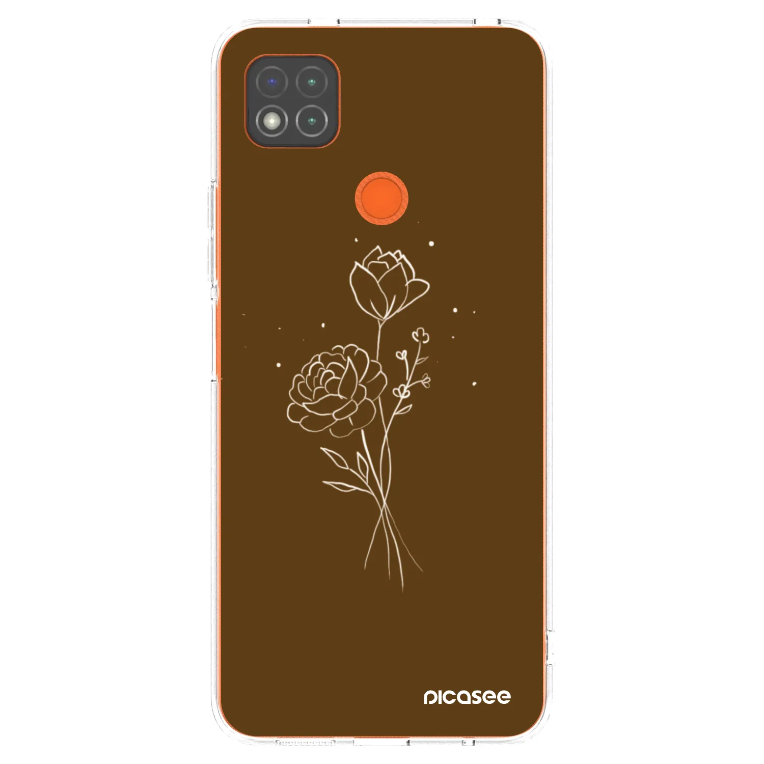 Picasee silikonový průhledný obal pro Xiaomi Redmi 9C - Brown flowers