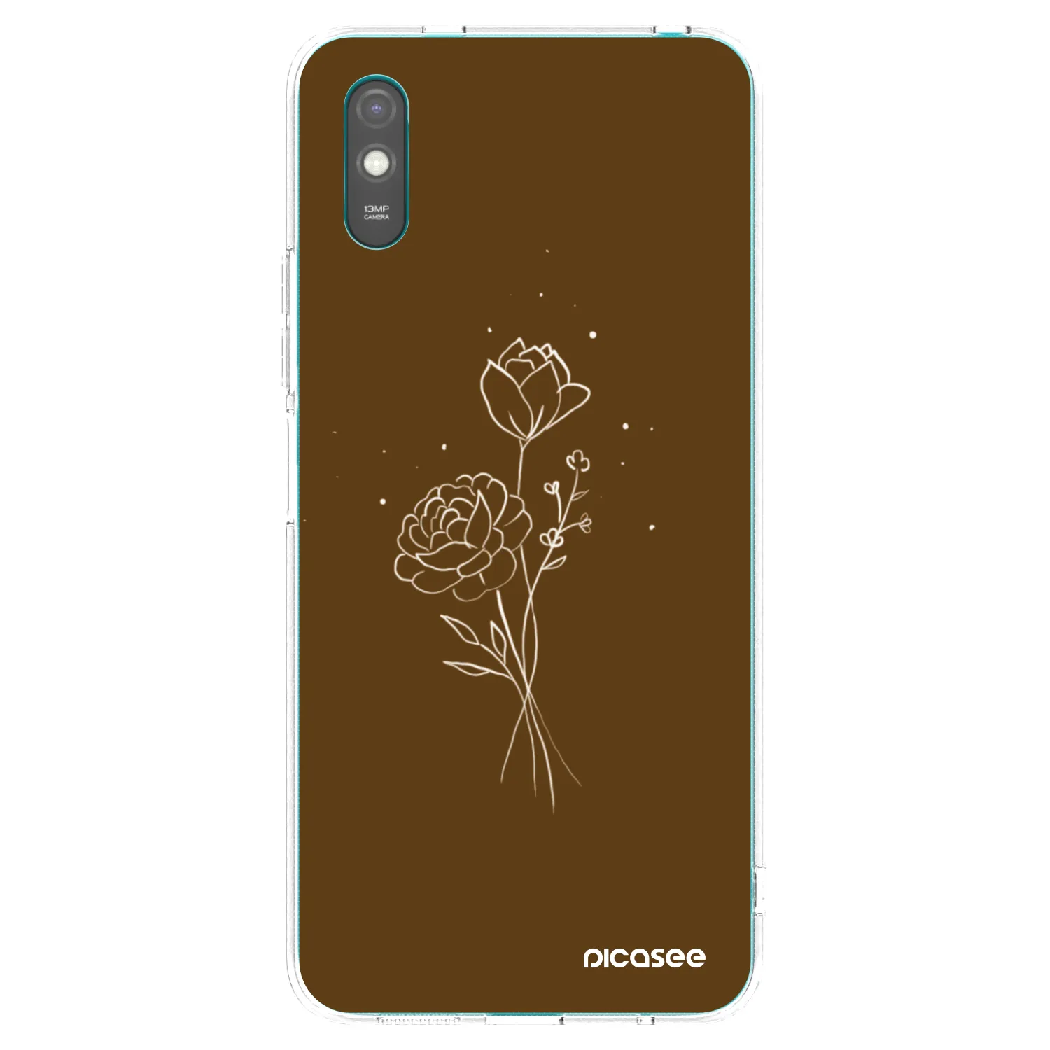 Picasee silikonový průhledný obal pro Xiaomi Redmi 9A - Brown flowers
