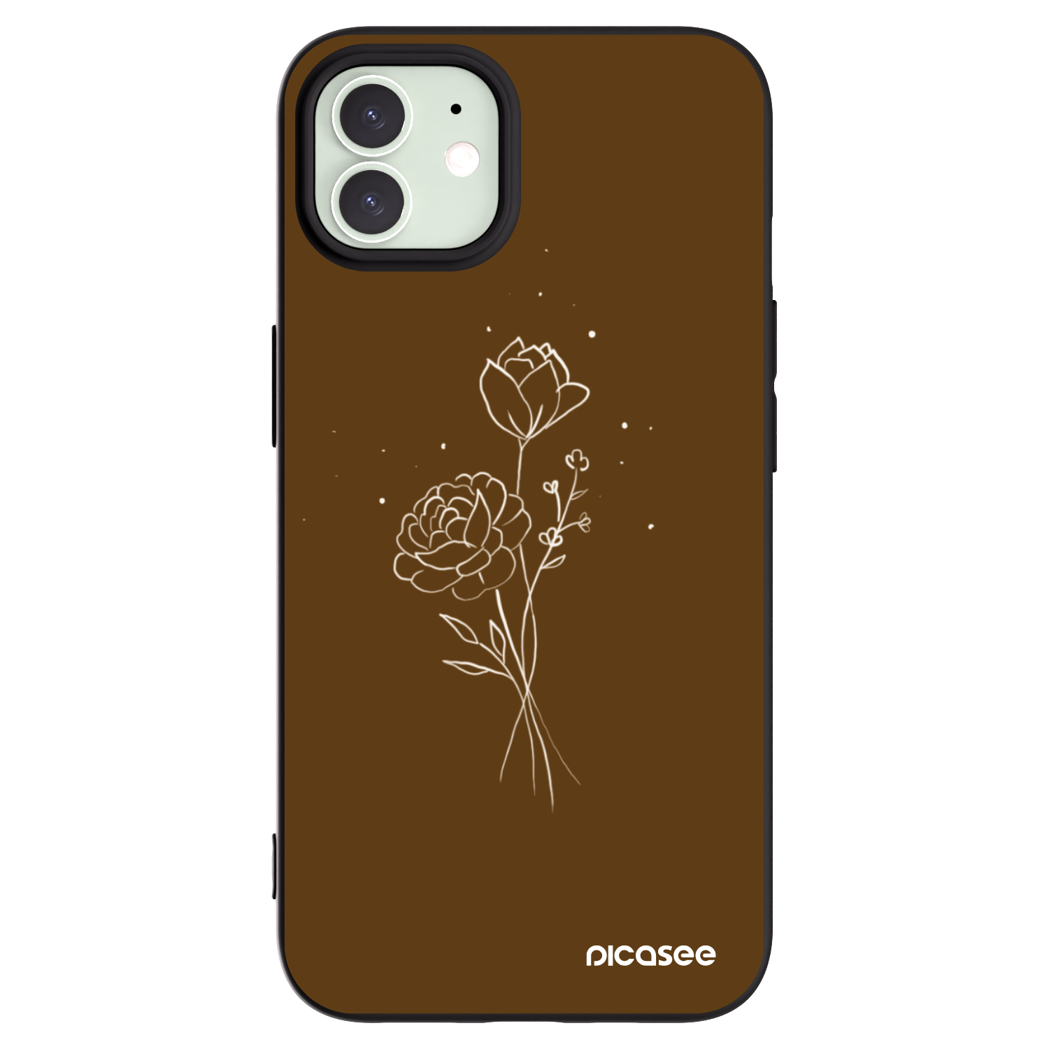 Picasee silikonový černý obal pro Apple iPhone 12 - Brown flowers