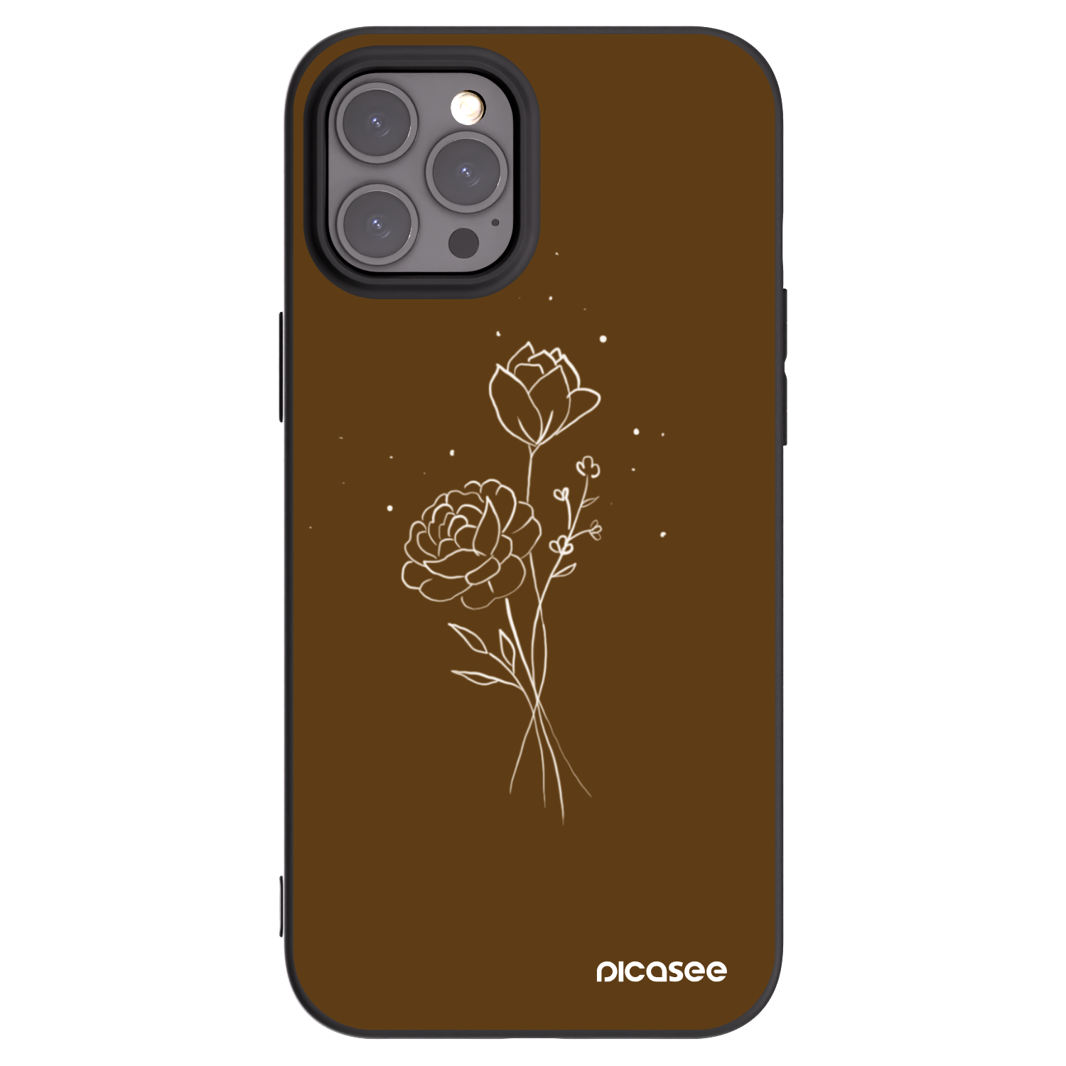 Picasee silikonový černý obal pro Apple iPhone 12 Pro Max - Brown flowers