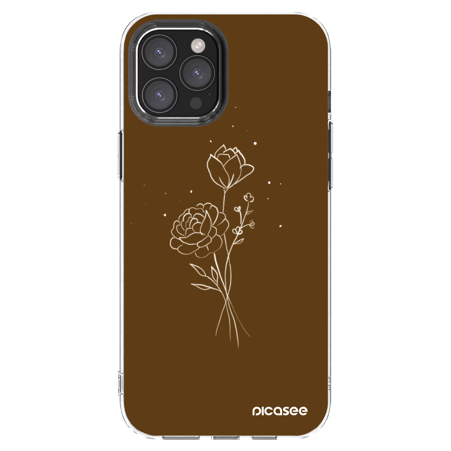 Picasee silikonový průhledný obal pro Apple iPhone 12 Pro Max - Brown flowers