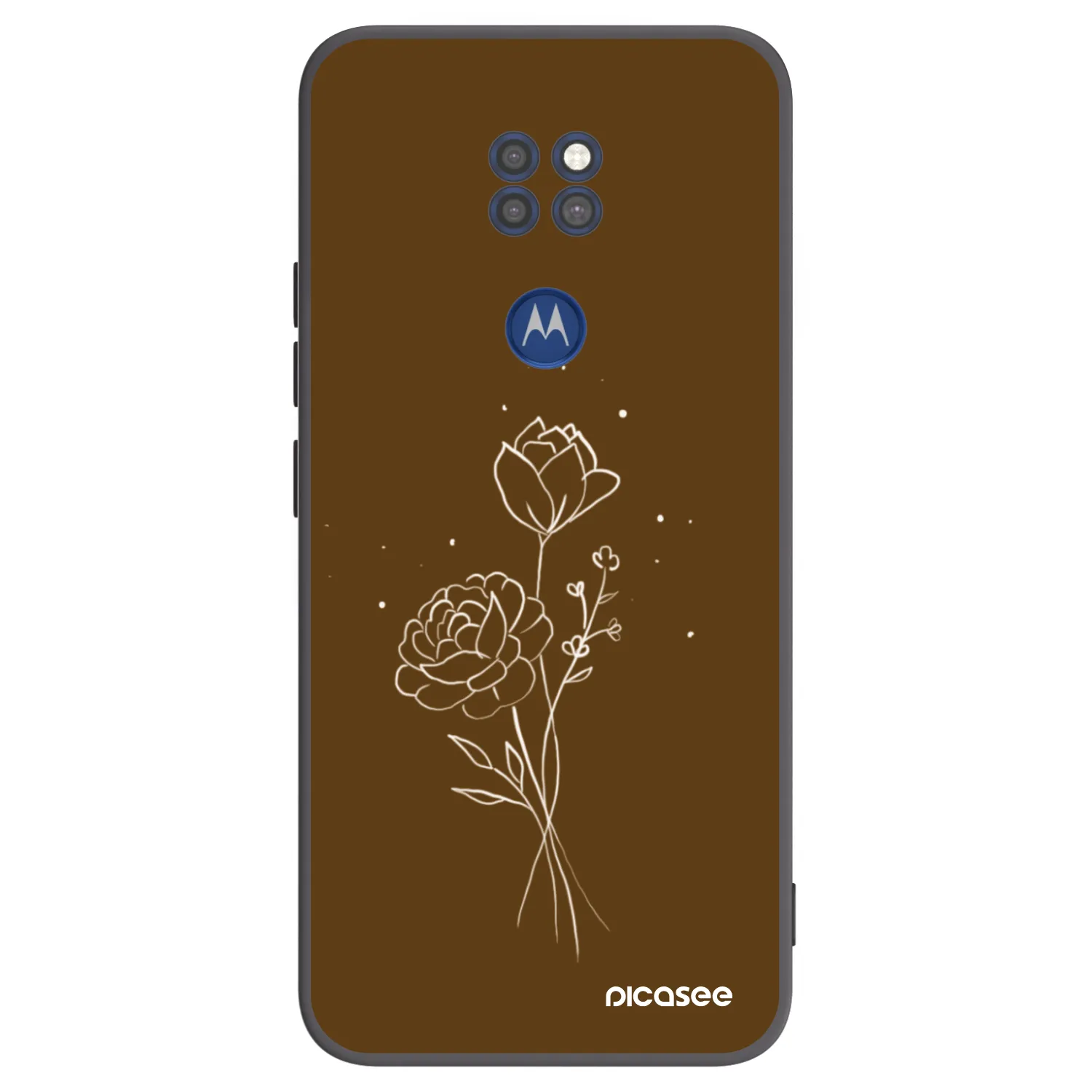 Picasee silikonový černý obal pro Motorola Moto G9 Play - Brown flowers