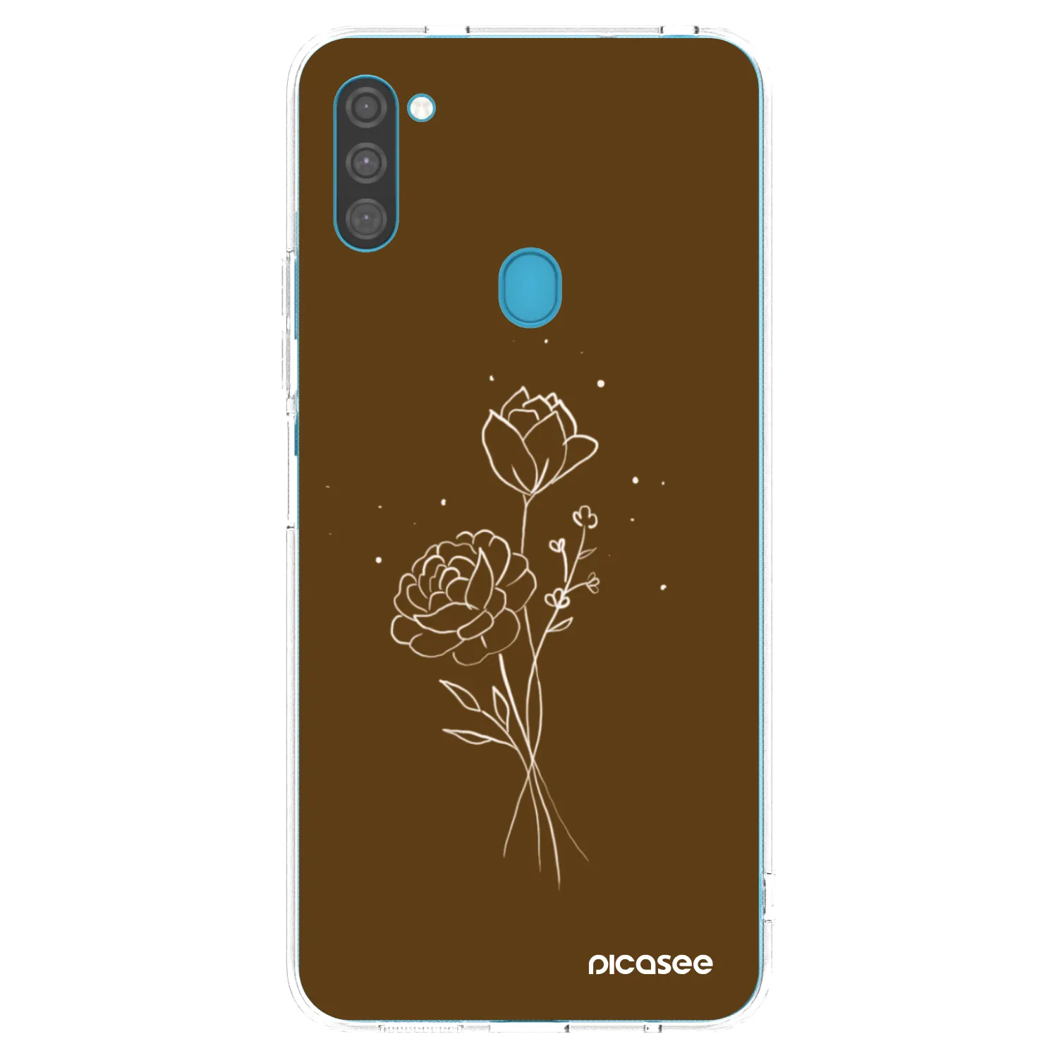 Picasee silikonový průhledný obal pro Samsung Galaxy M11 - Brown flowers