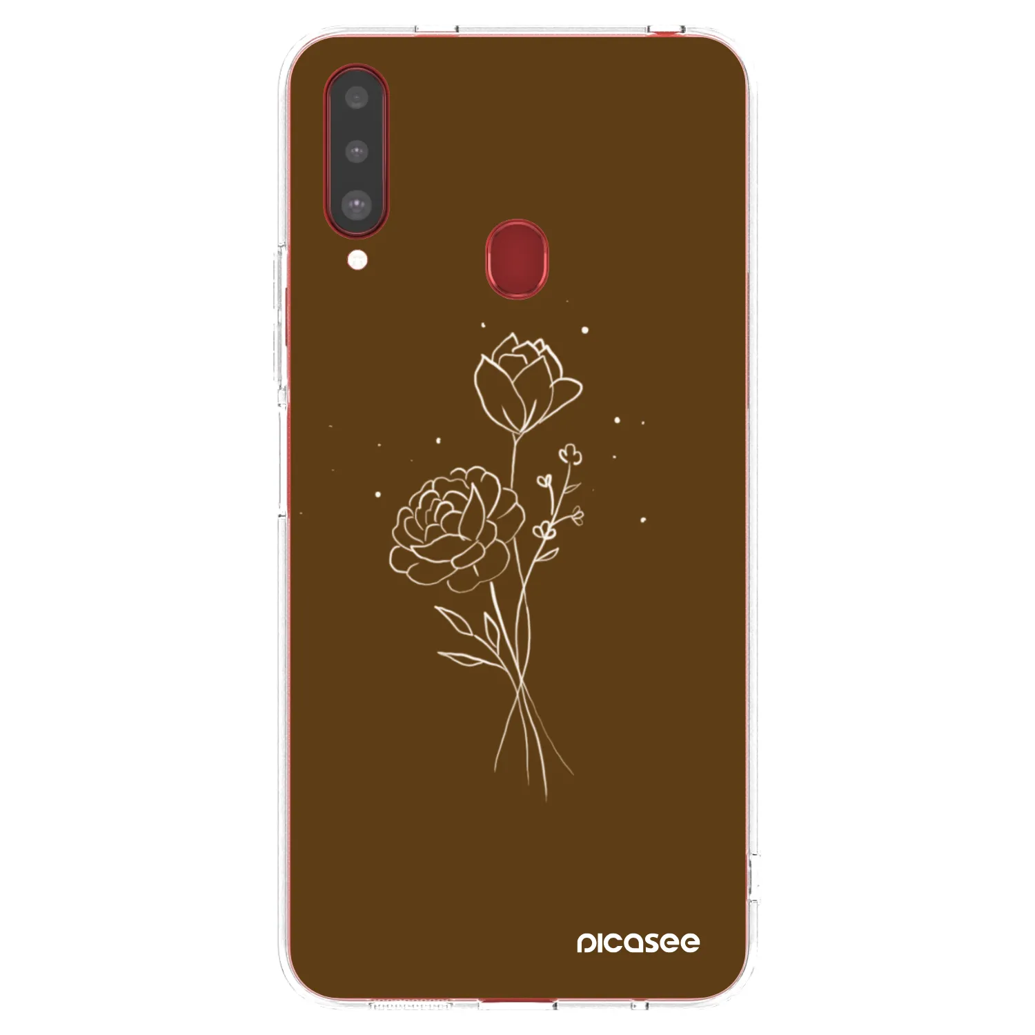 Picasee silikonový průhledný obal pro Samsung Galaxy A20s - Brown flowers