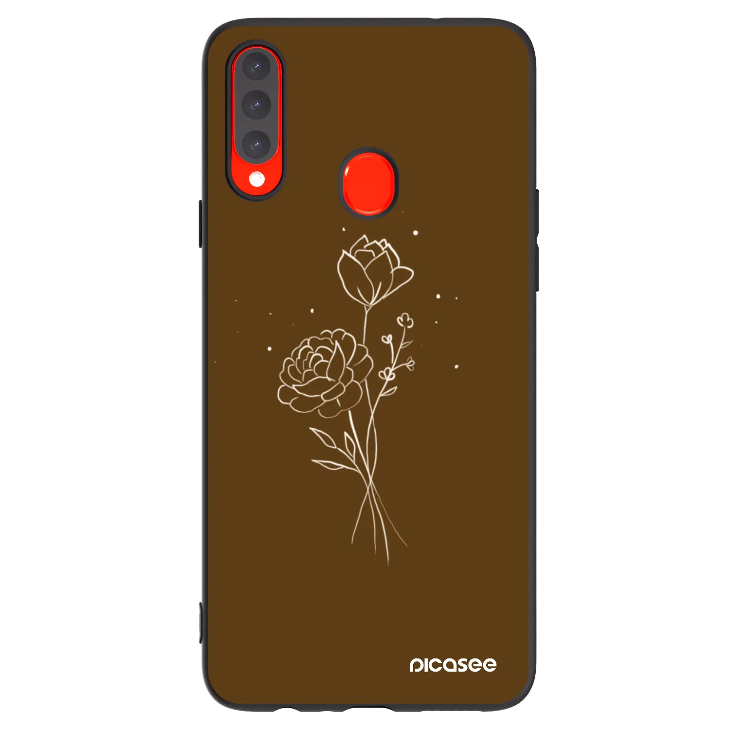 Picasee silikonový černý obal pro Samsung Galaxy A20s - Brown flowers