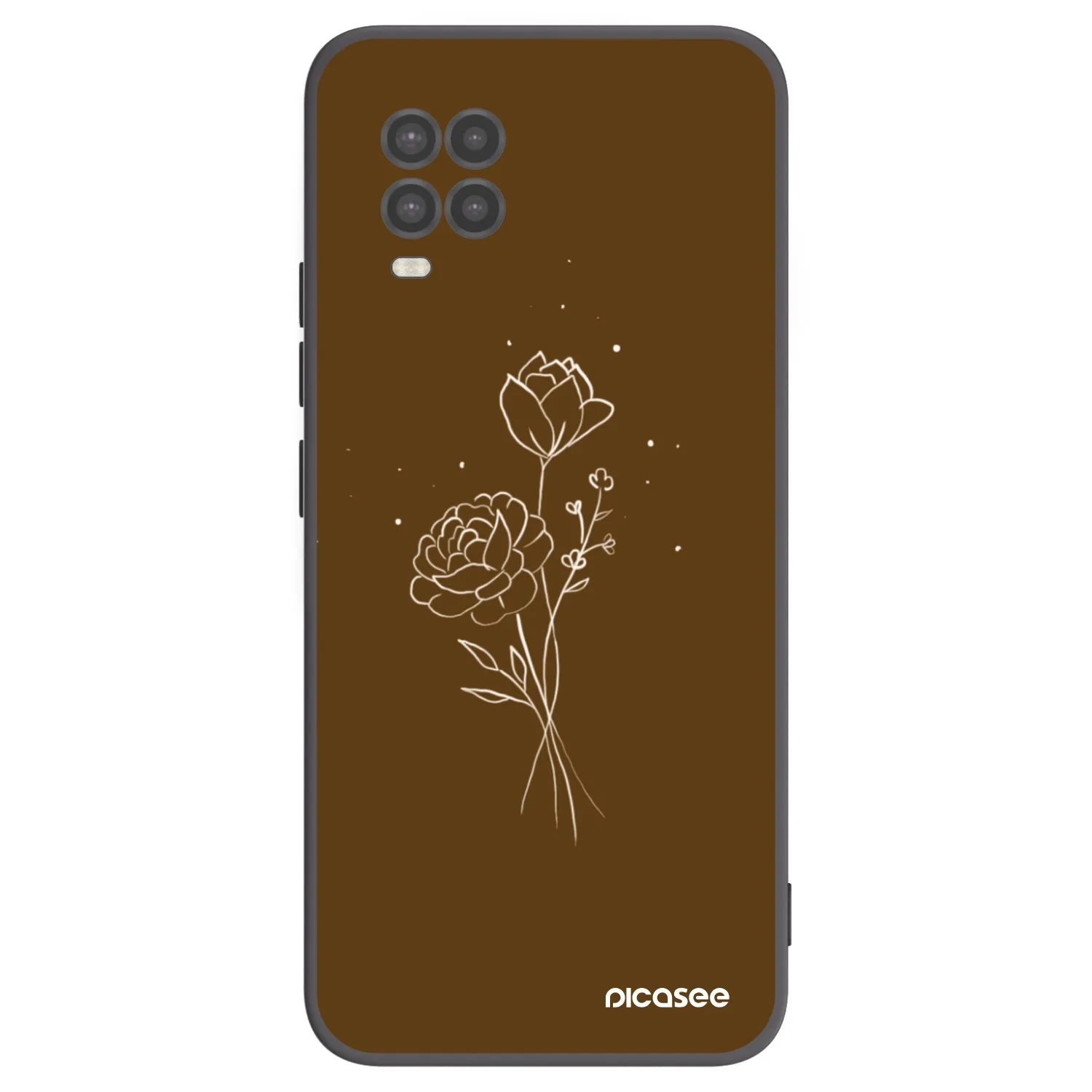 Picasee silikonový černý obal pro Xiaomi Mi 10 Lite - Brown flowers