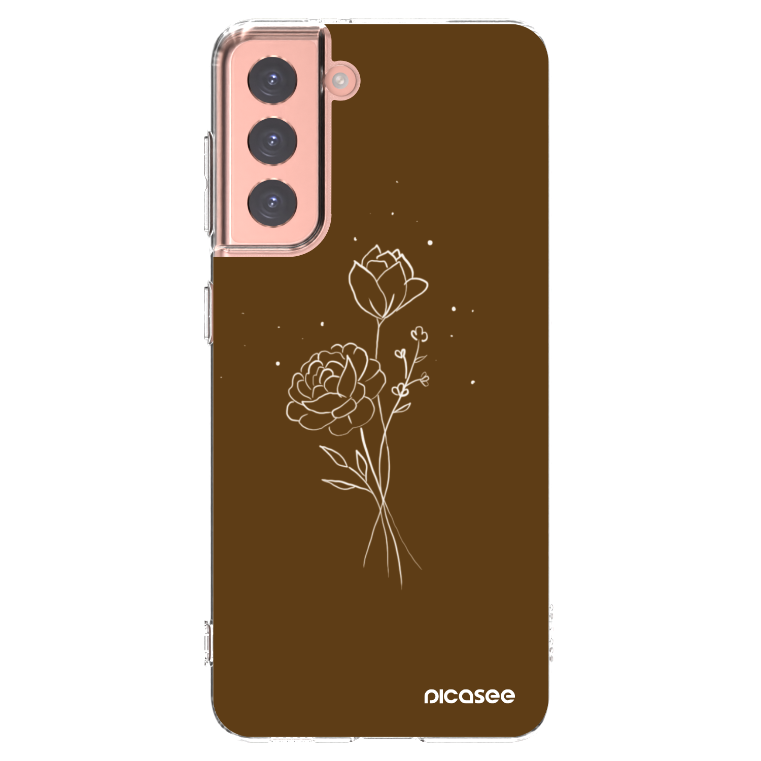 Picasee silikonový průhledný obal pro Samsung Galaxy S21 5G G991B - Brown flowers
