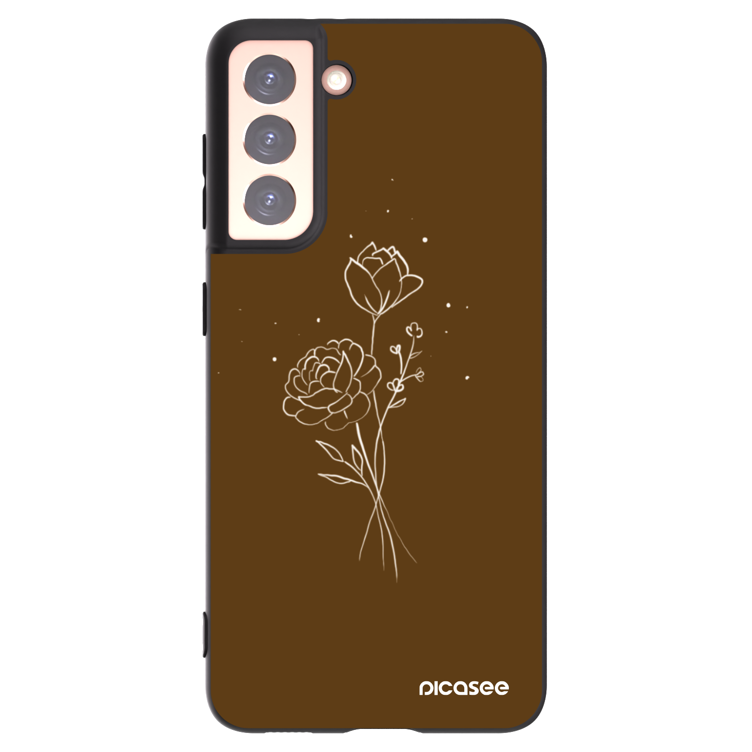 Picasee silikonový černý obal pro Samsung Galaxy S21 5G G991B - Brown flowers