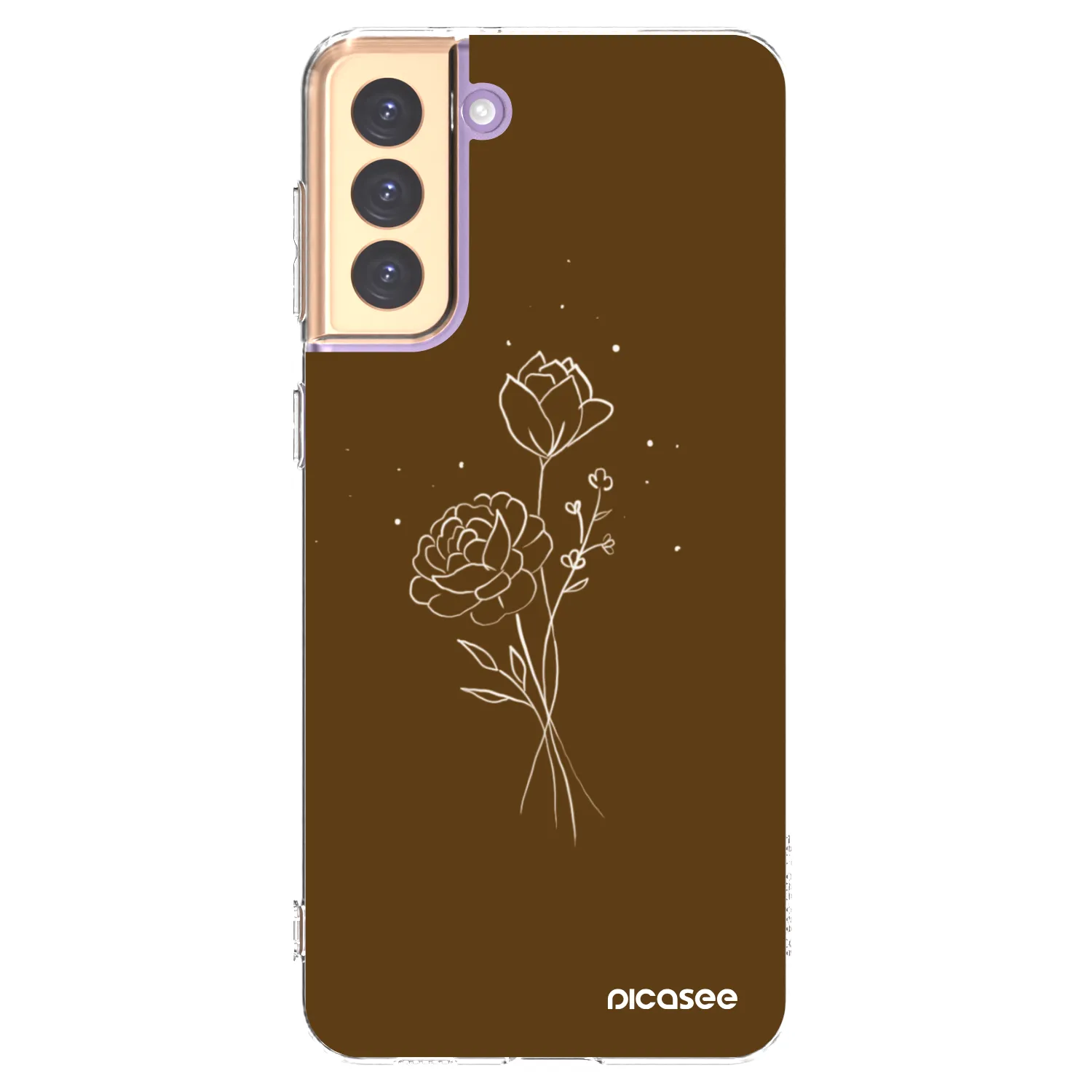 Picasee silikonový průhledný obal pro Samsung Galaxy S21+ 5G G996F - Brown flowers